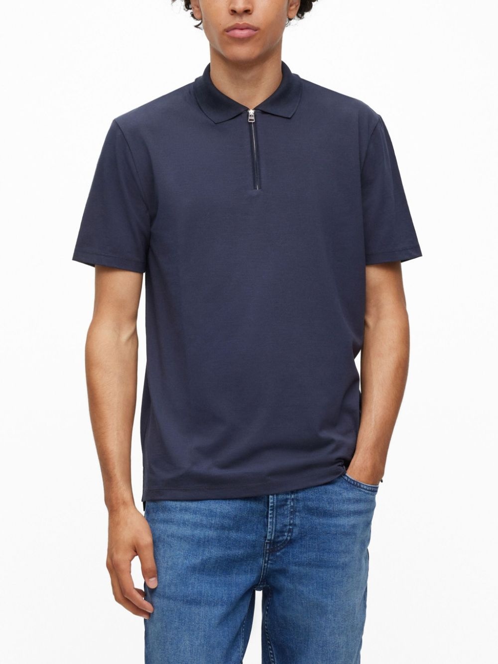 zip-up short-sleeve piquÃ© polo shirt - 3
