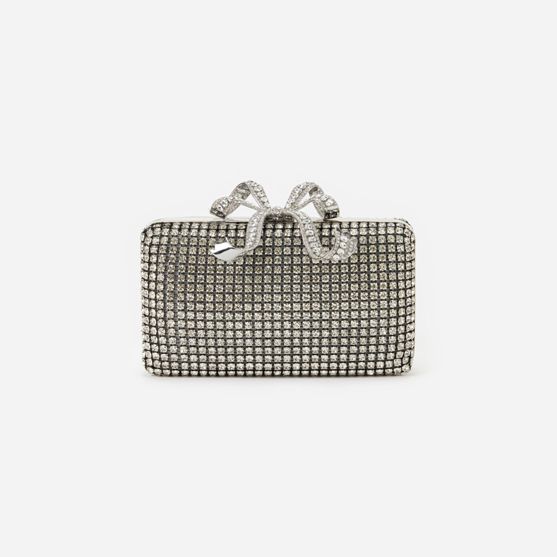 Silver Crystal Box Clutch - 1