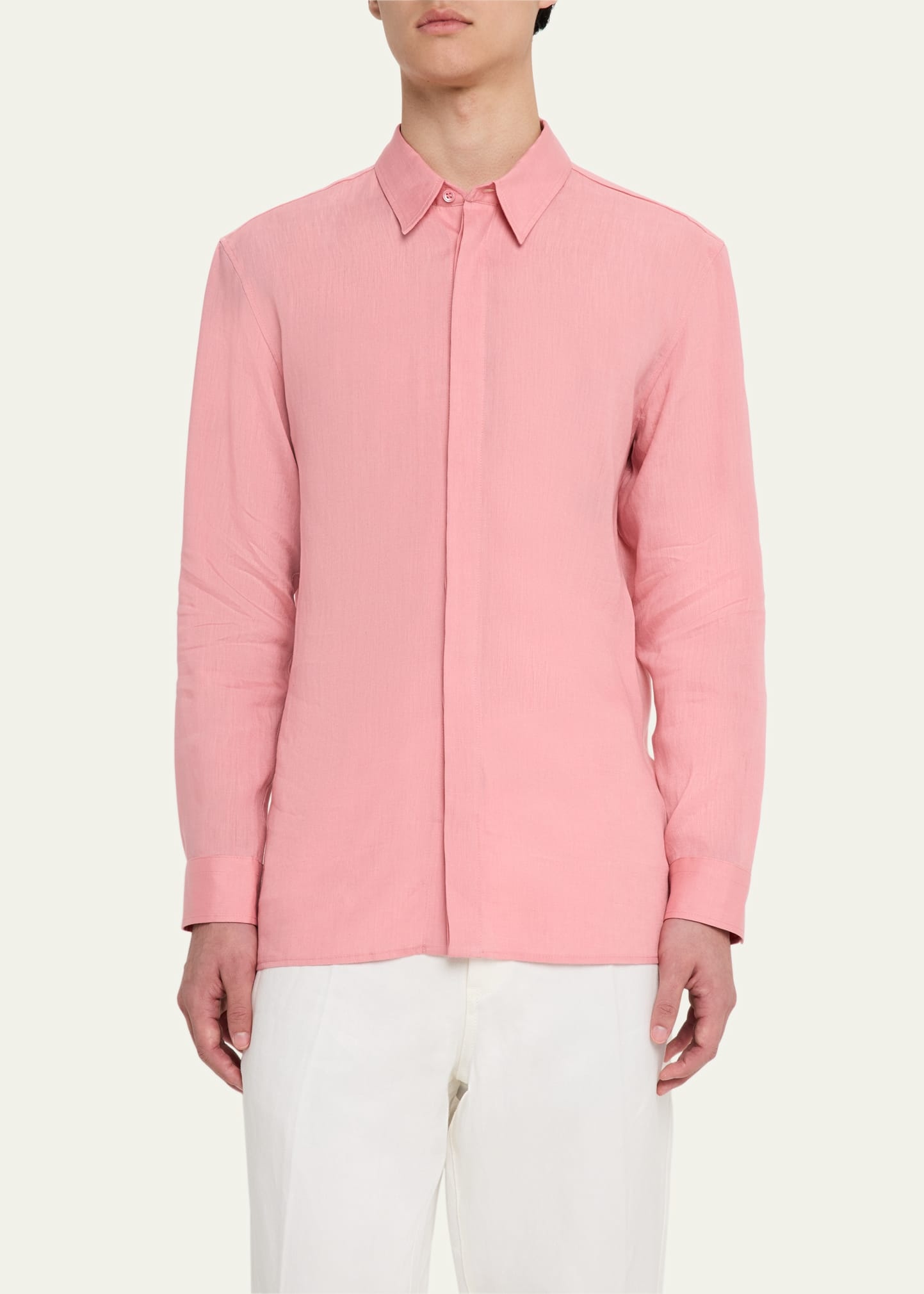 Men's Nicolas Linen Concealed-Placket Sport Shirt - 4