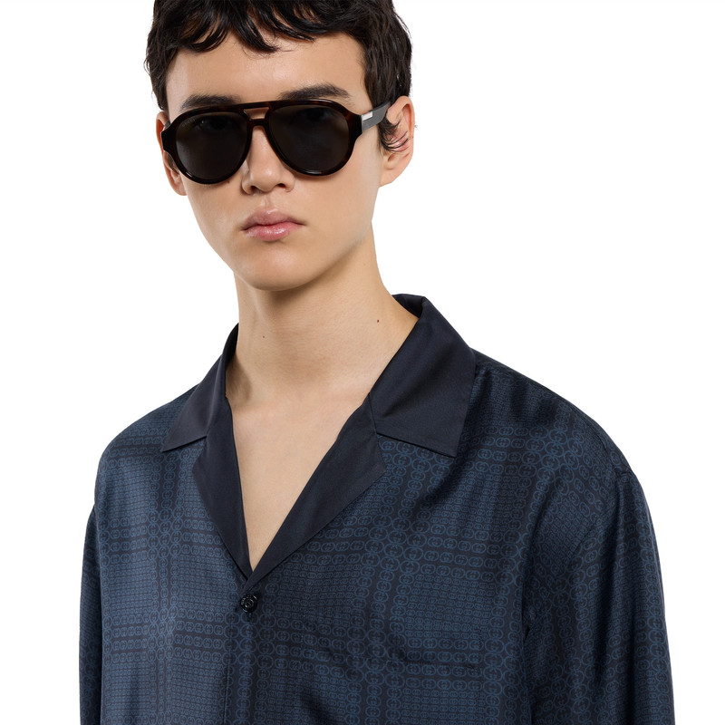 Printed silk twill bowling shirt 3
