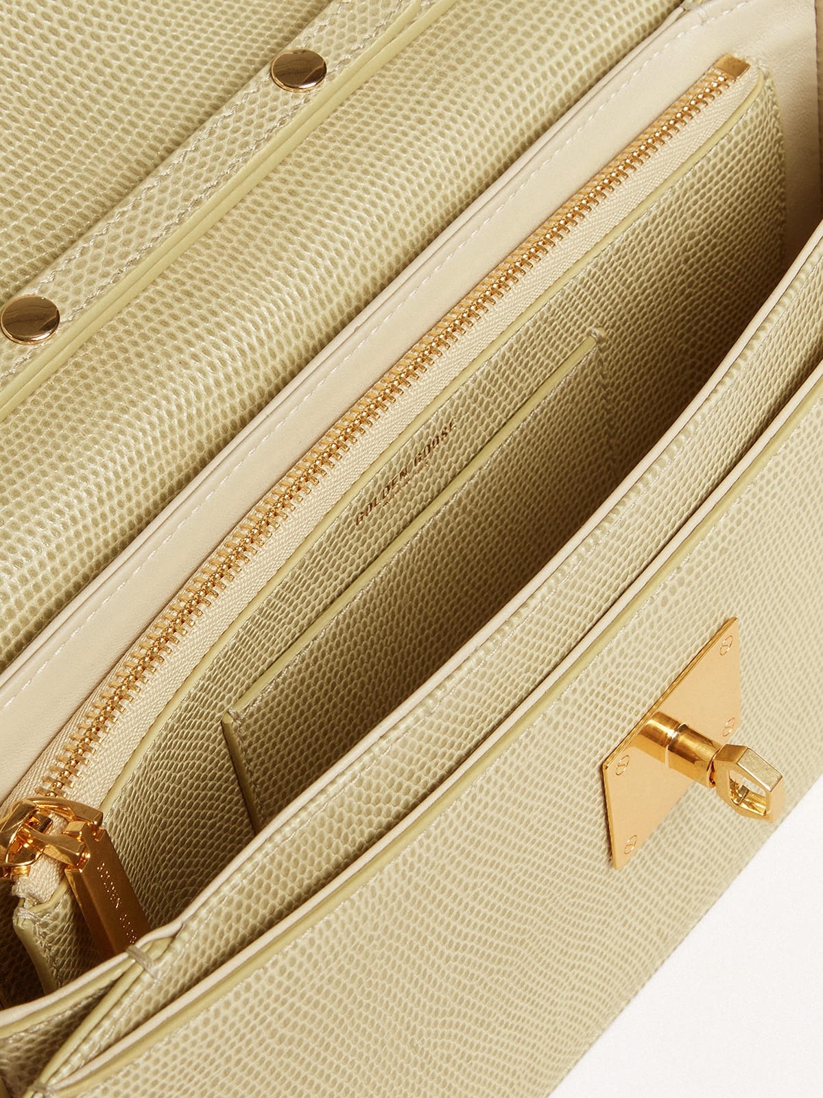 Gioia Bag in mineral-gray sheepskin leather with gold details - 6