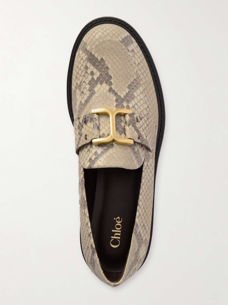 Marcie buckled snake-effect leather loafers 5