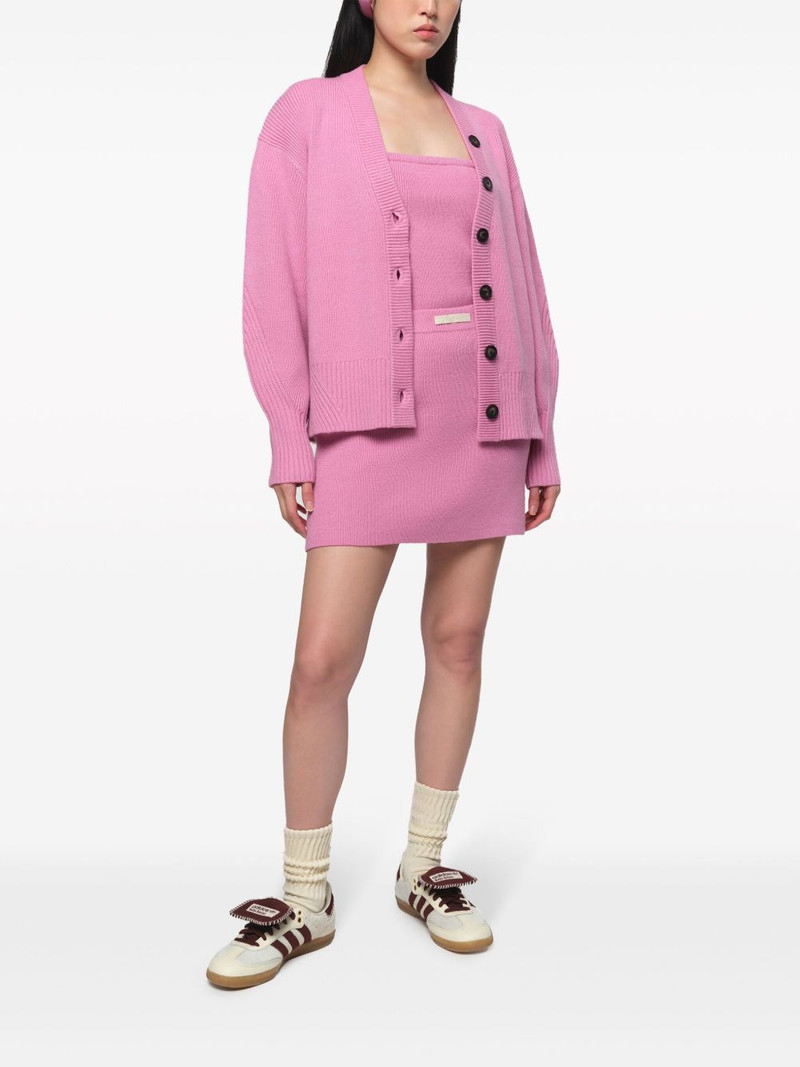 APPARIS logo-patch knit mini skirt outlook