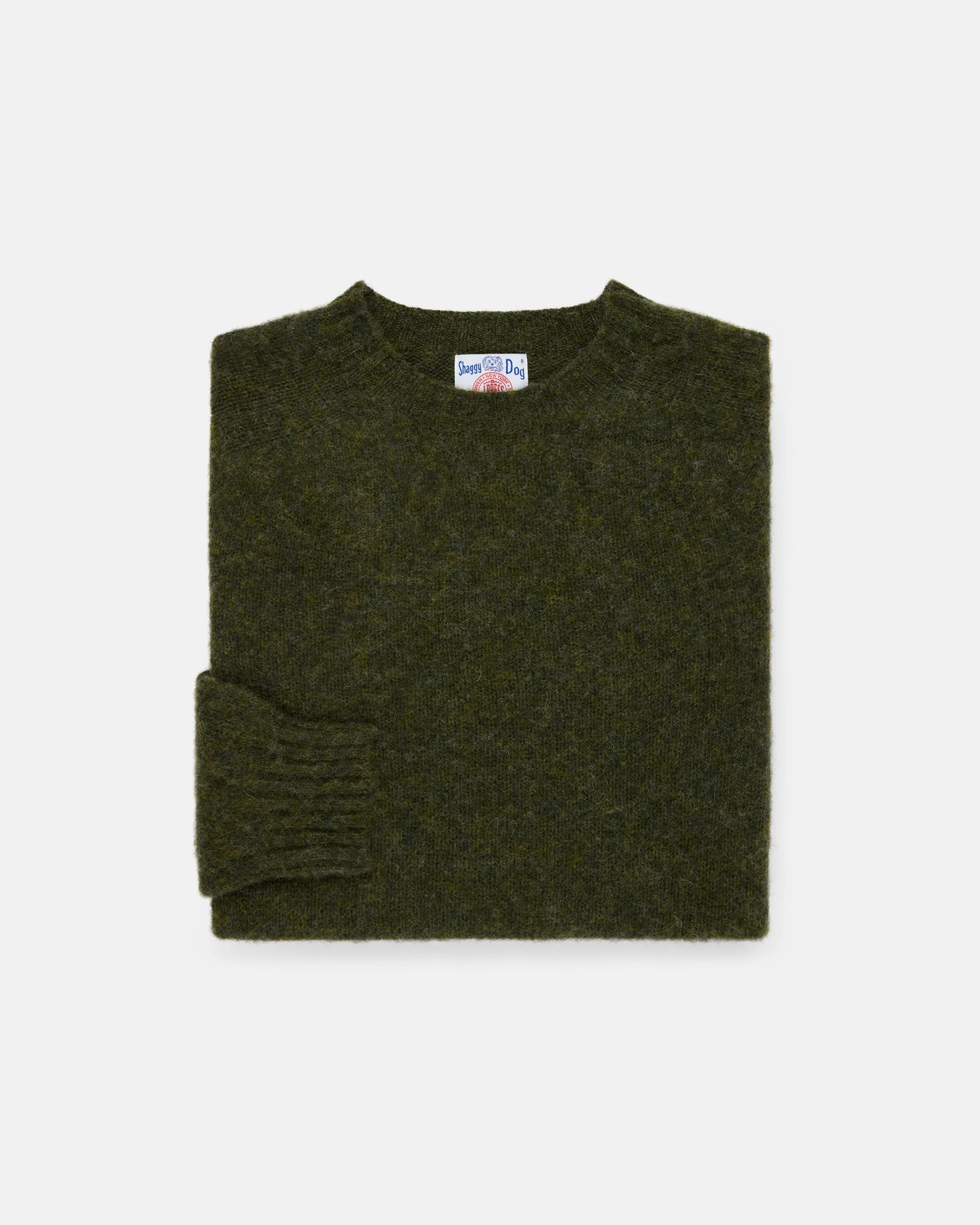 MADE-IN-SCOTLAND DARK OLIVE SHAGGY DOG SWEATER - TRIM FIT - 1
