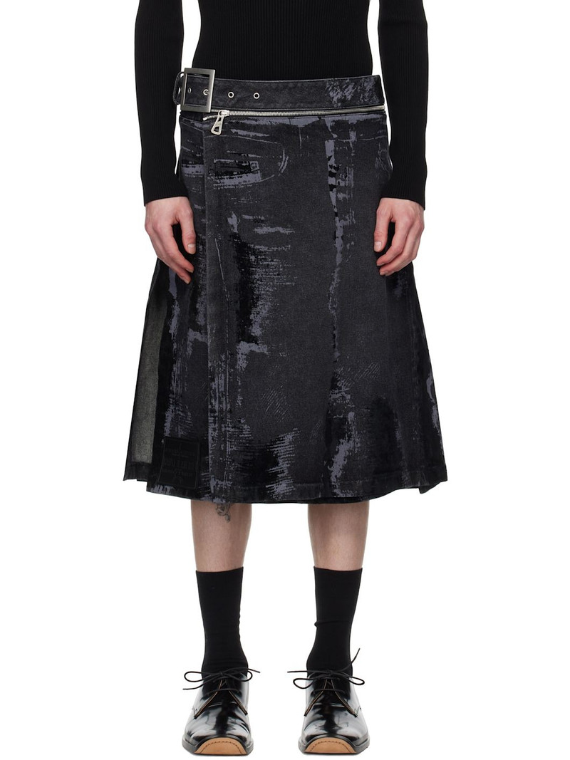 flock-detail pleated skirt 1