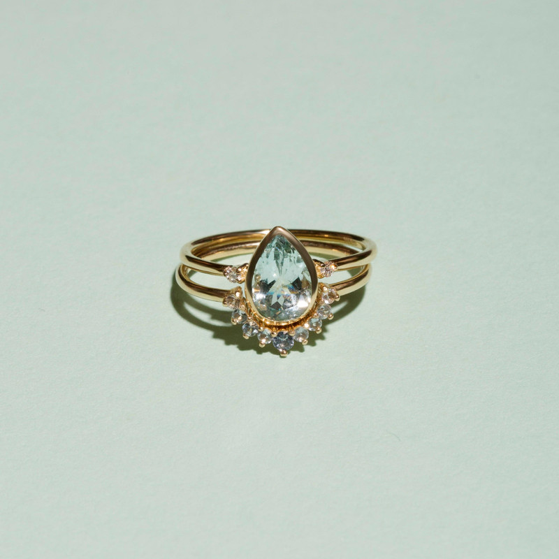 Teardrop Aquamarine Ring Set 5