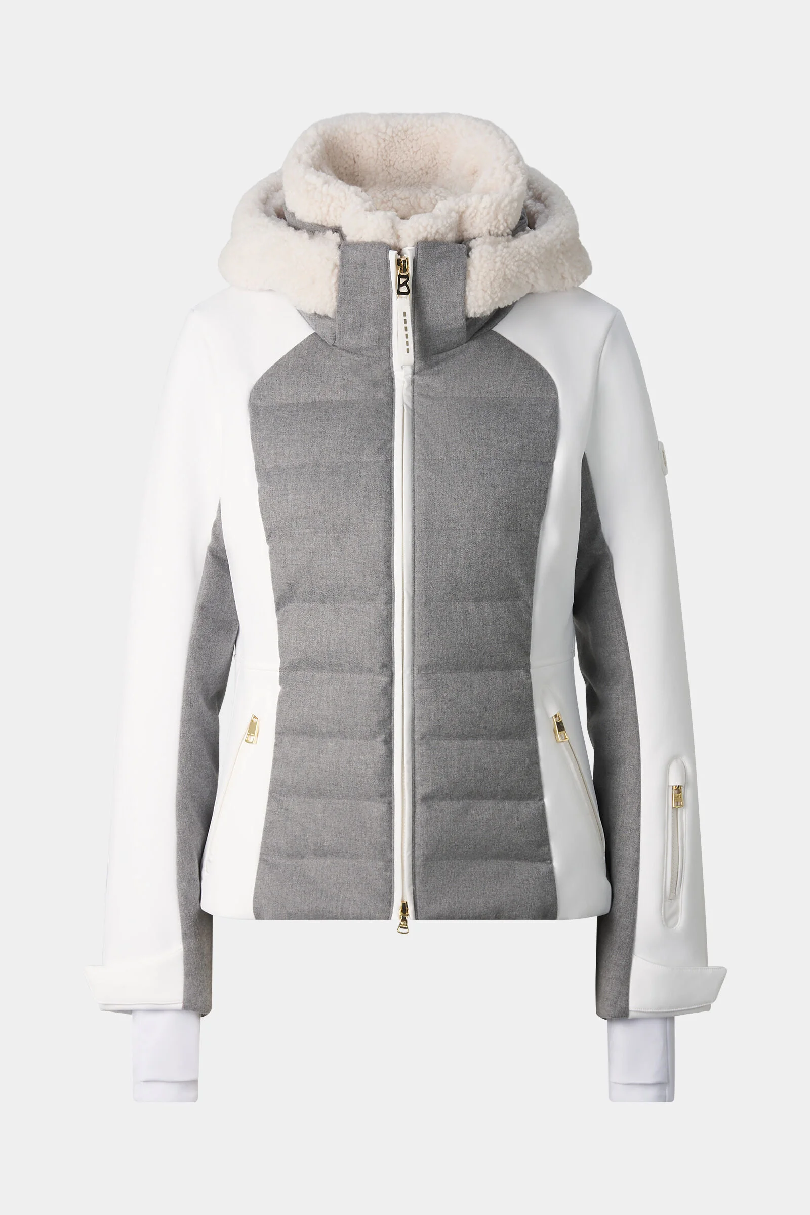 Linn Down Ski Jacket in Light Gray/Off-White - 1