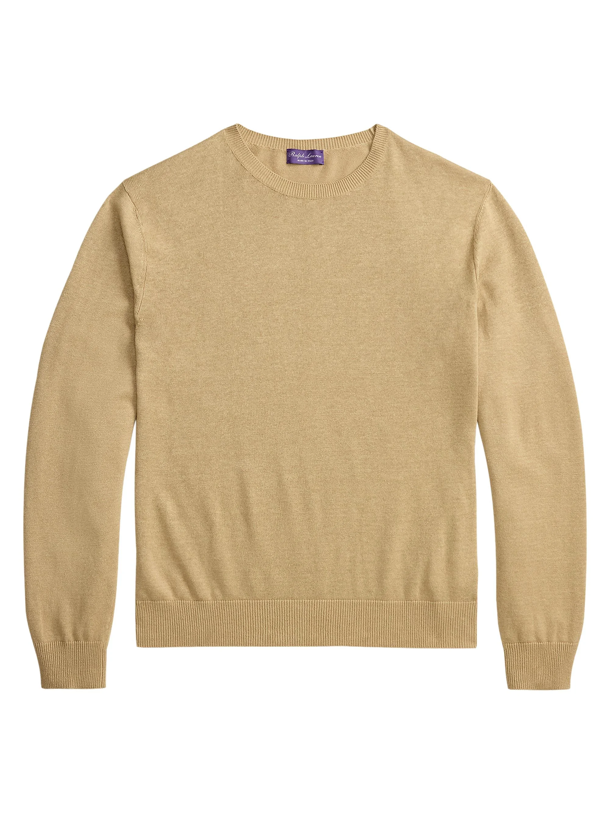 Men's Linen-Blend Crewneck Sweater - Sand - 1
