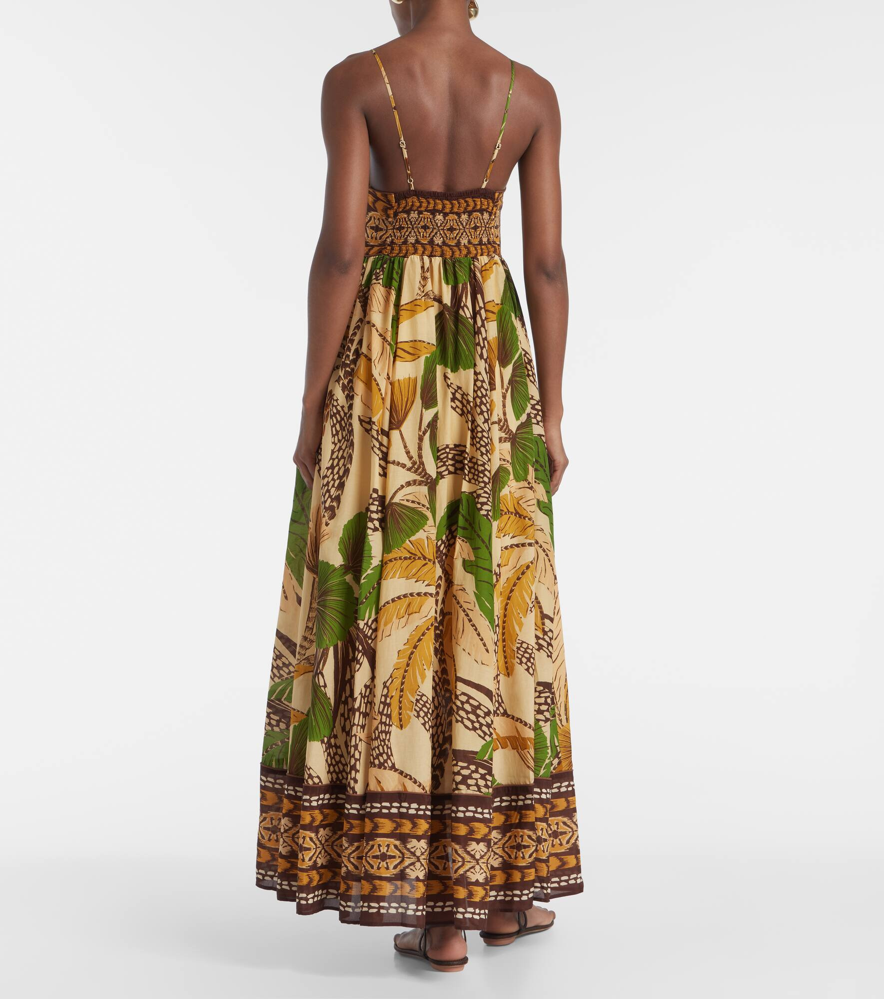 Folliage Sketch cotton-blend maxi dress - 3