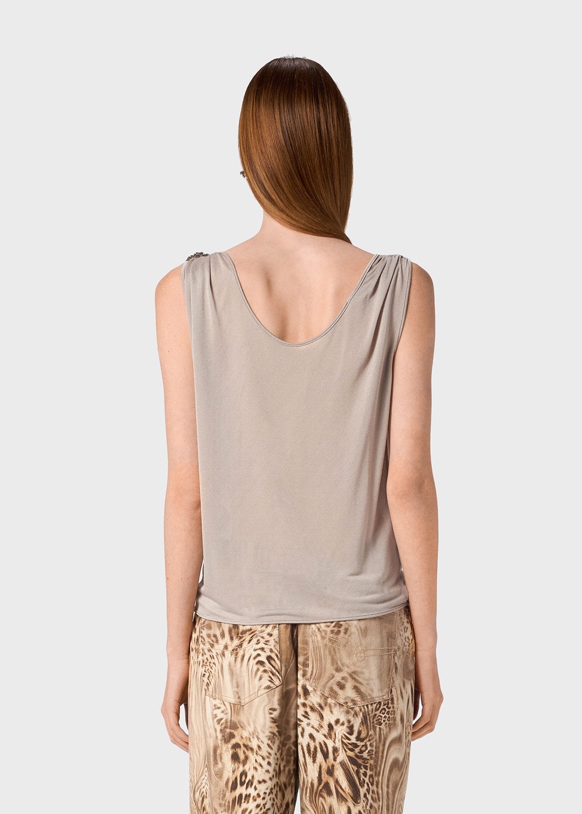 JERSEY TOP WITH METAL ROSE DECORATION - 4