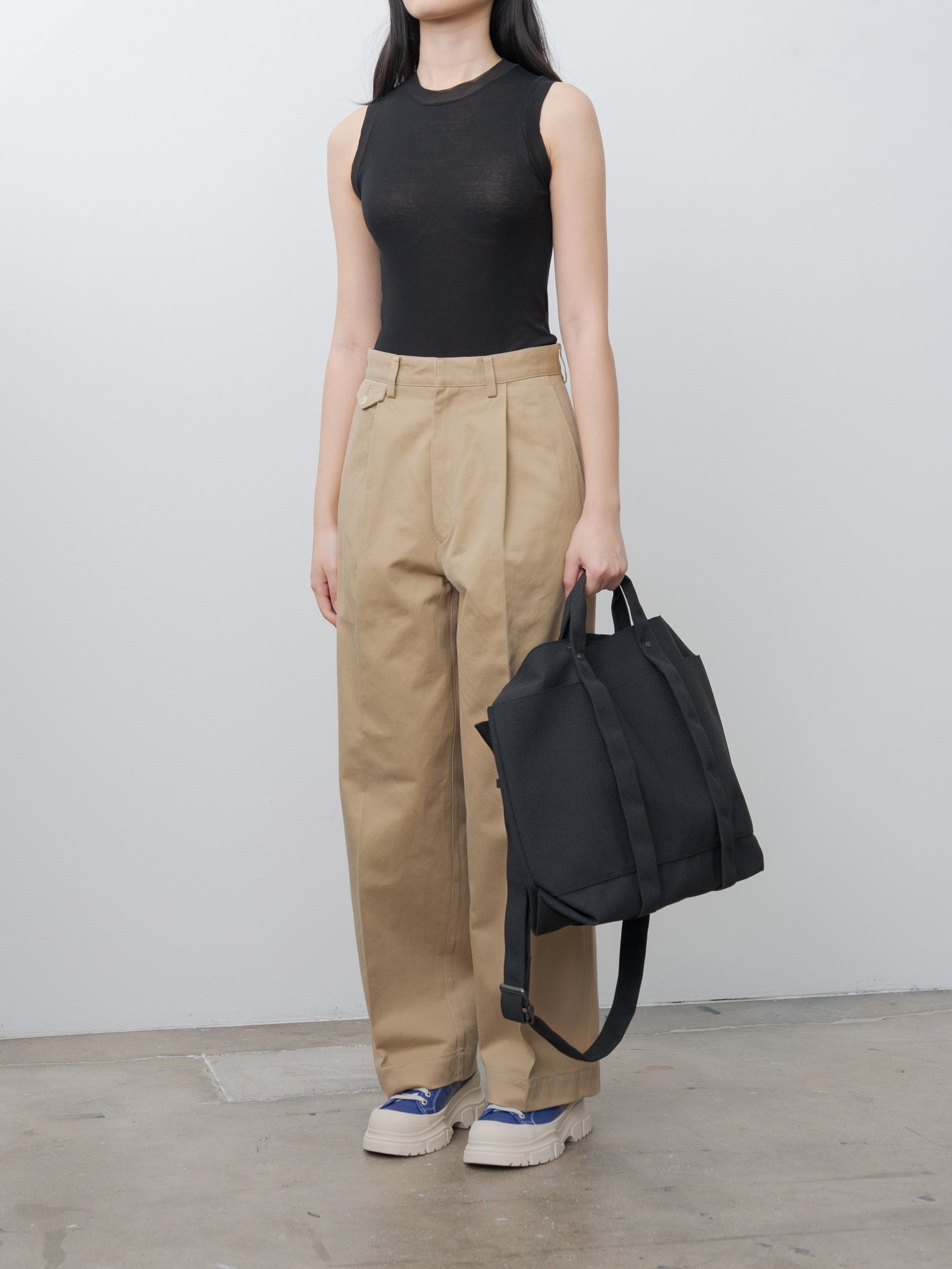 Washed Finx Chino One-Tuck Pants - Camel Brown - 3