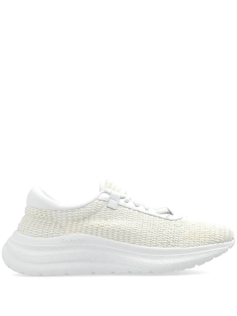 Mia woven-design leather sneakers 1
