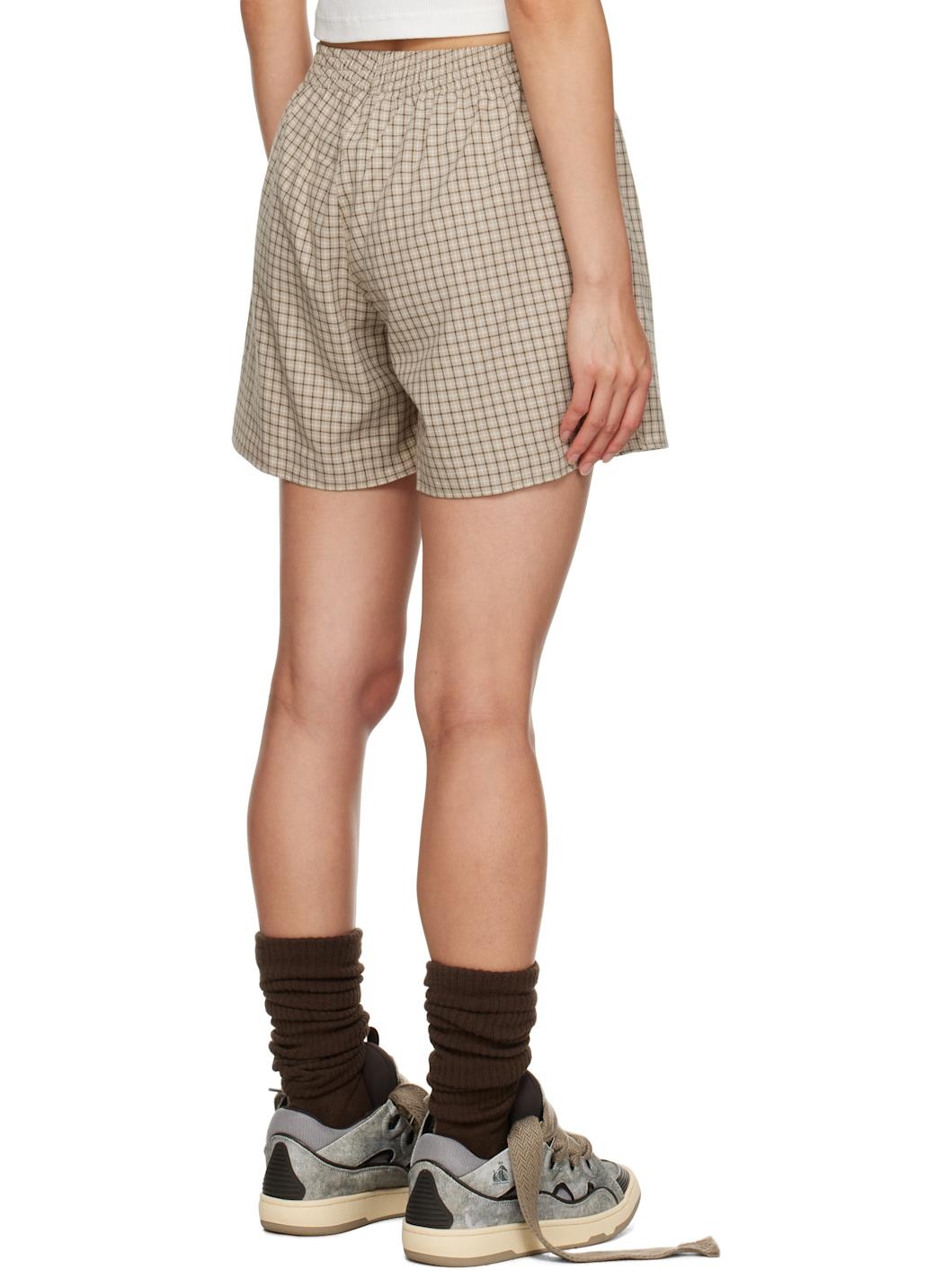 Beige Plaid Boy Shorts - 3