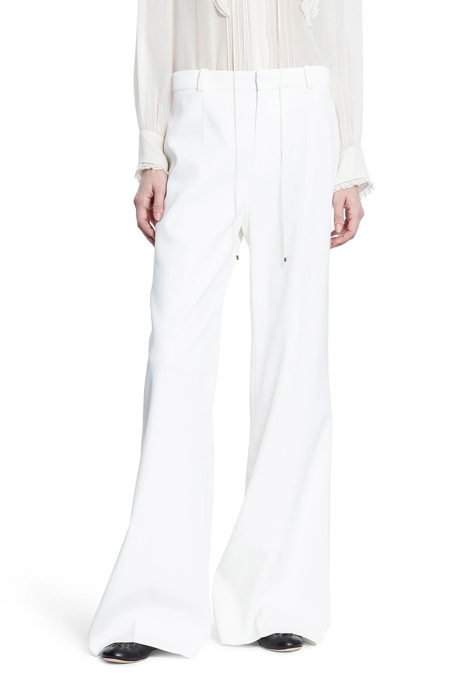 Flared-Trousers-In-Grain-De-Poudre - 1