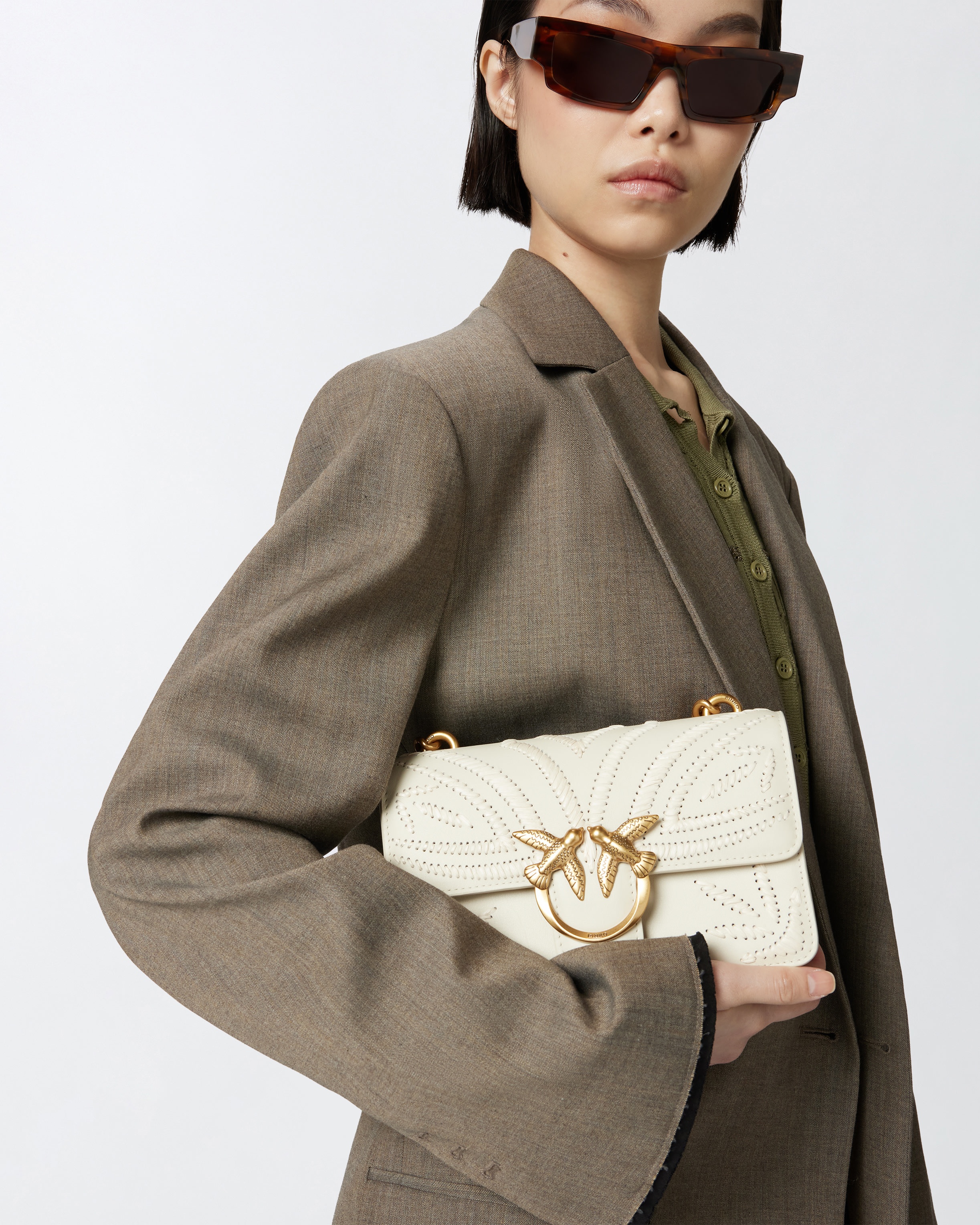 MINI LOVE BAG SMALL SHOULDER BAG WITH RAFFIA EMBROIDERY - 5