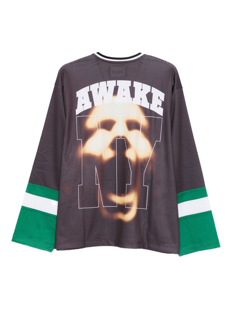 AWAKE NY face-print long-sleeve T-shirt outlook