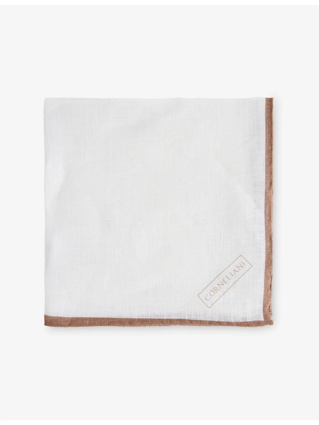 Stripe-Trim Linen Pocket Square - 1