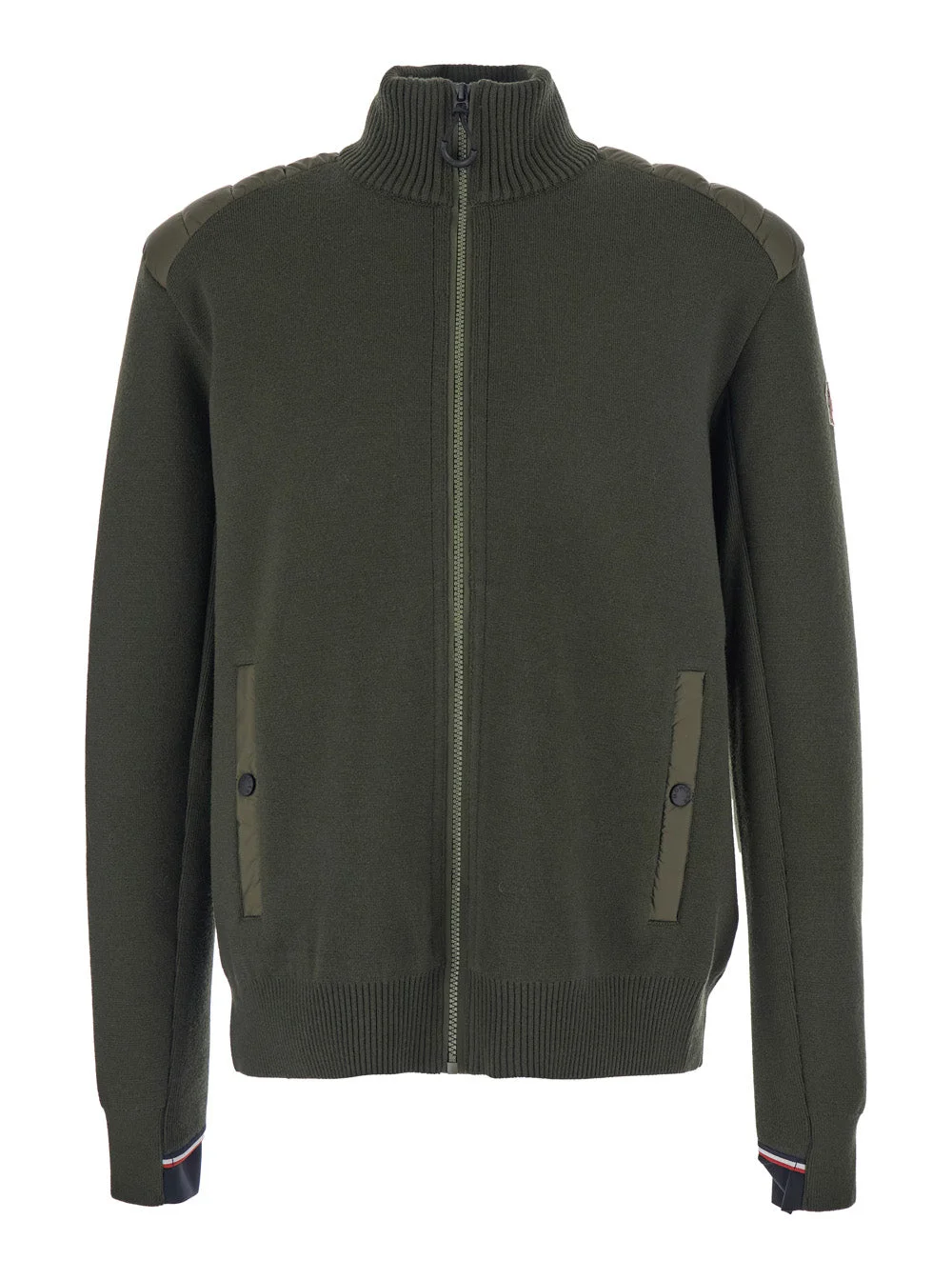 Moncler Grenoble Men Green Cardigan With Logo Embroidery On The Sleeve And Down Filled Details On Th - 1