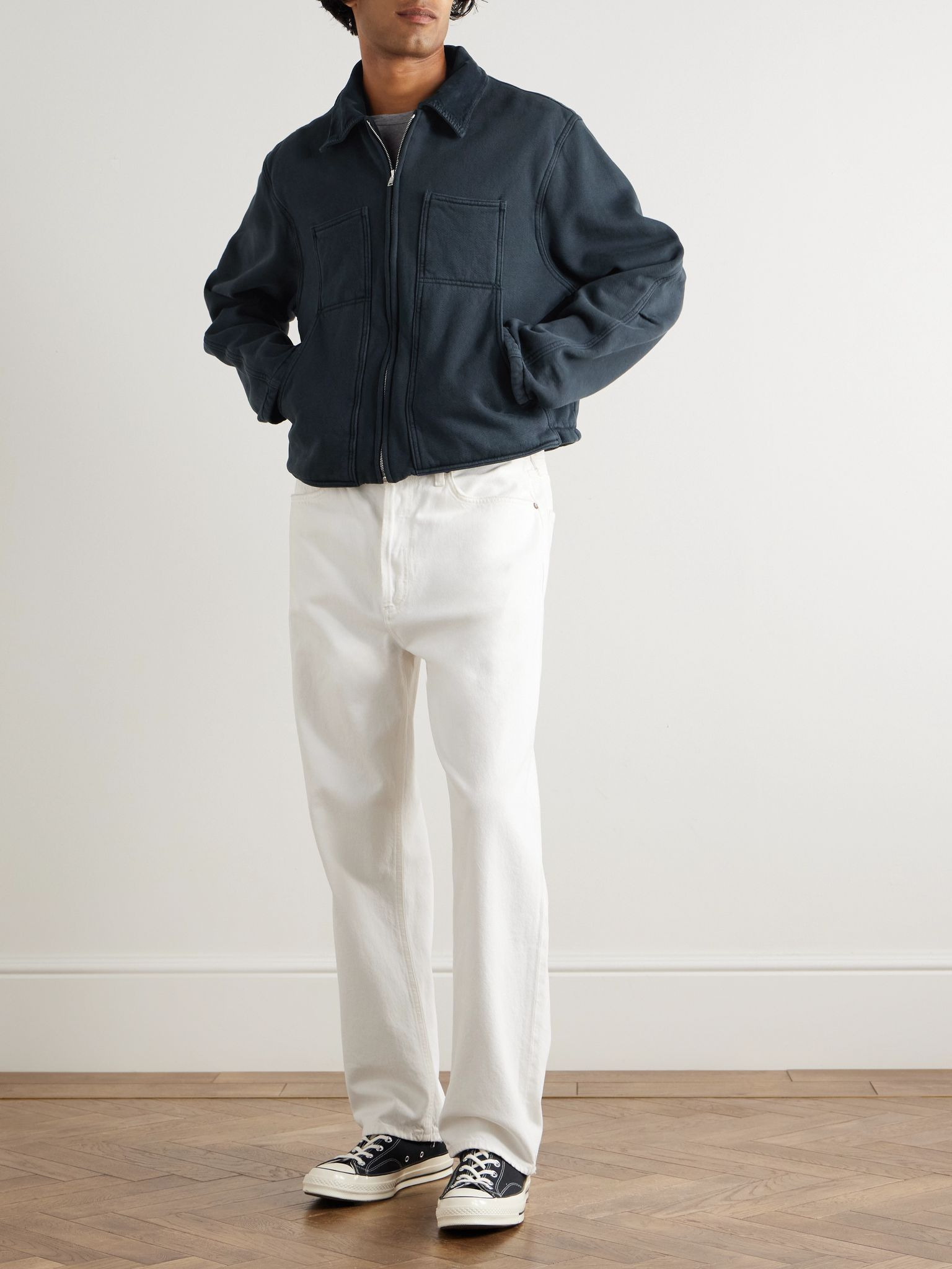 Cotton-Jersey Zip-Up Jacket Black - 2