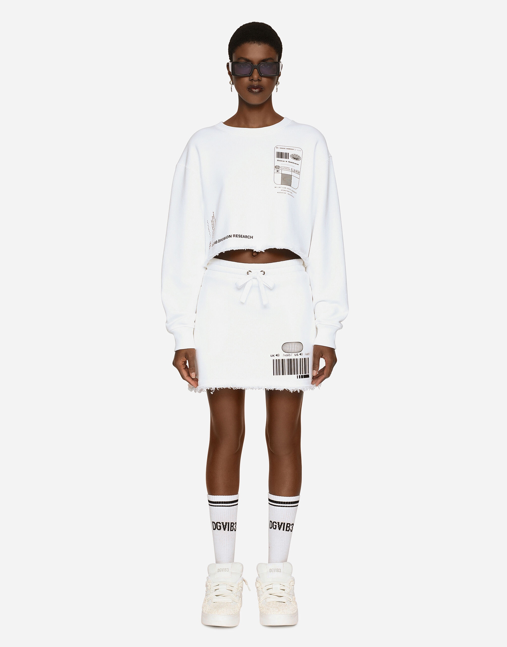 Long-sleeved round-neck sweatshirt in cotton jersey DGVIB3 - 1