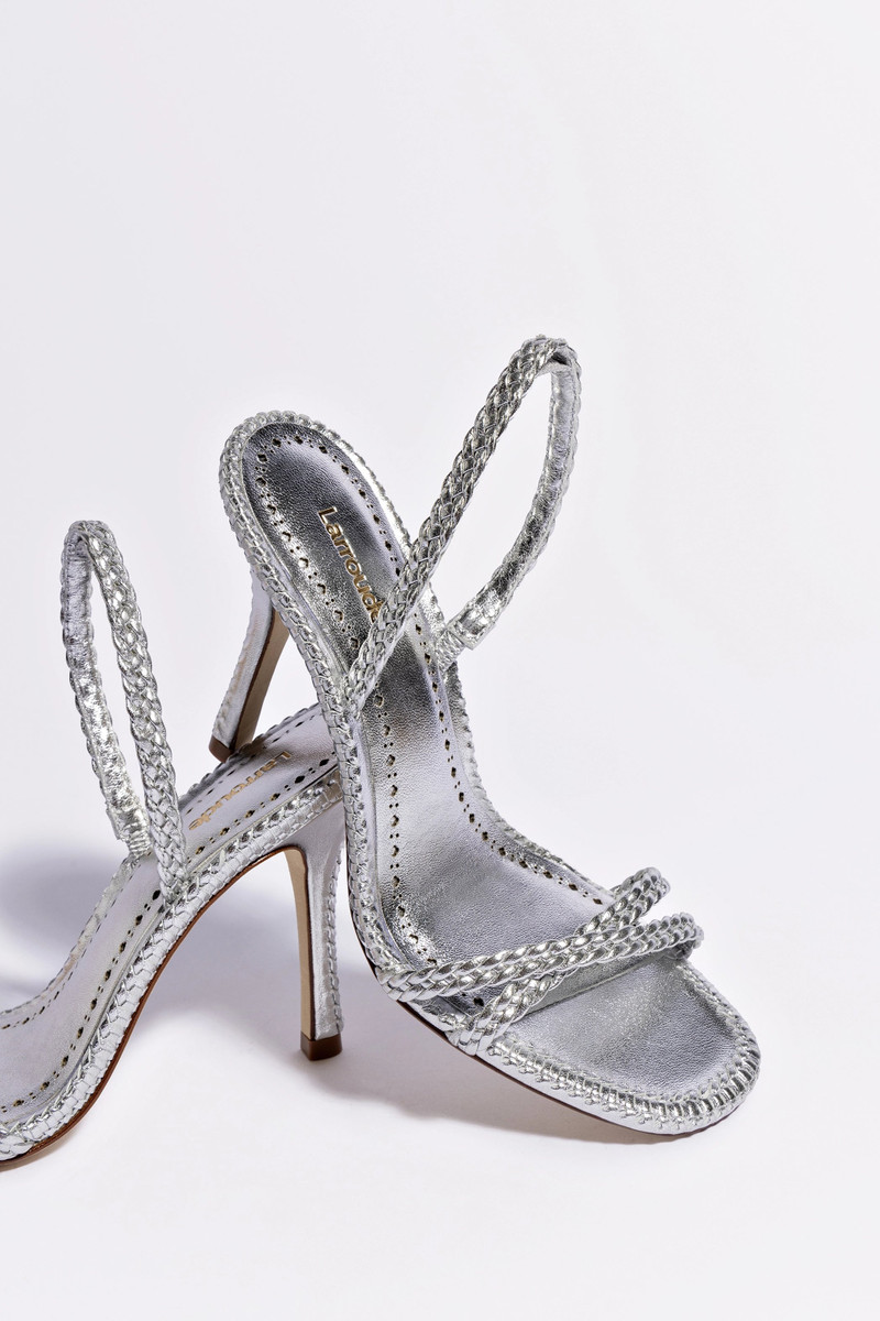 Larroudé Annie Sandal In Silver Metallic Leather outlook