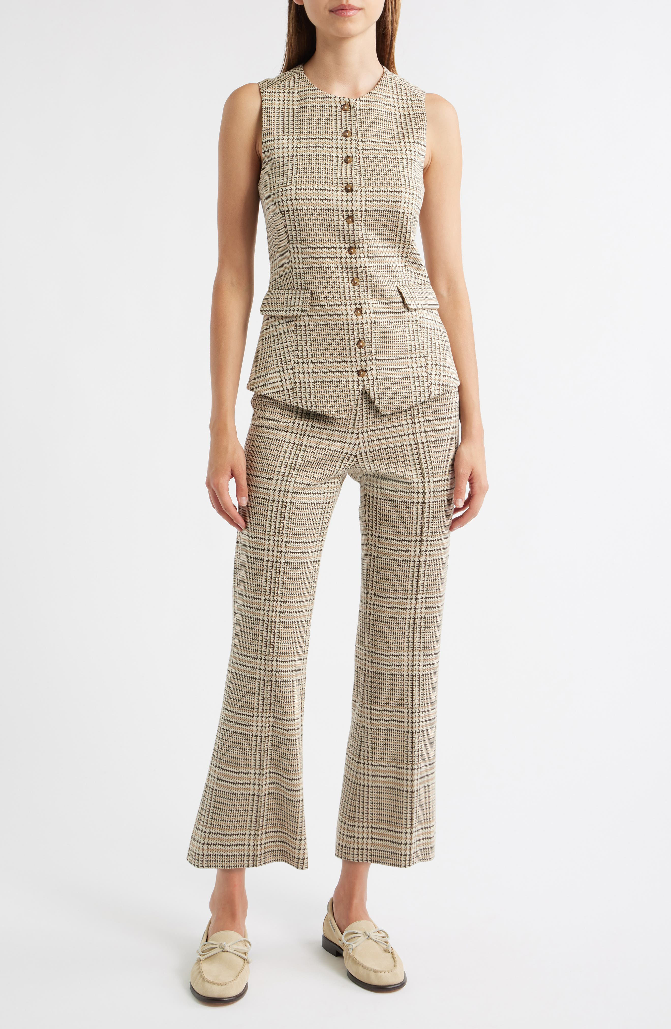 rag & bone Irina Ponte Kick Flare Pants in Tan Multi at Nordstrom - 7