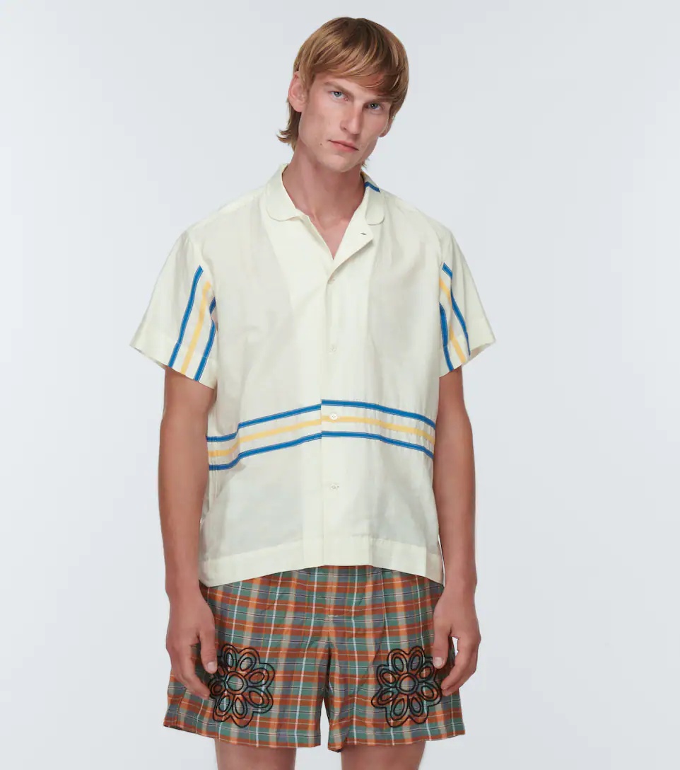 Stripe-trimmed cotton shirt - 3