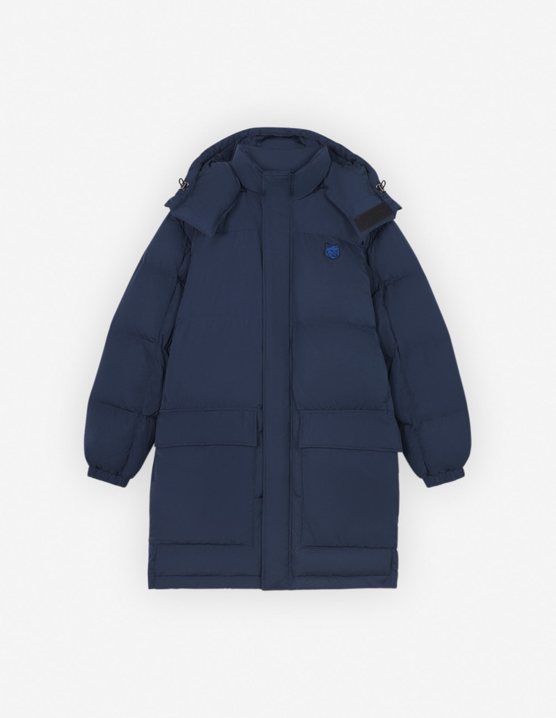 HOODED LONG PUFFER IN NYLON WITH BOLD FOX HEAD PATCH 1