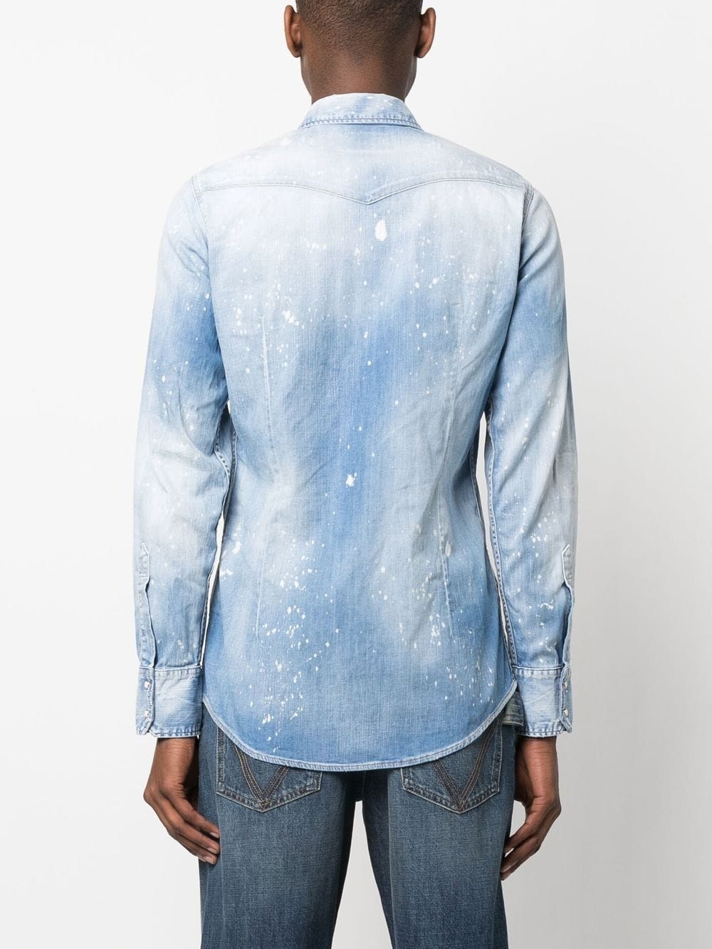 bleach-effect denim shirt - 4