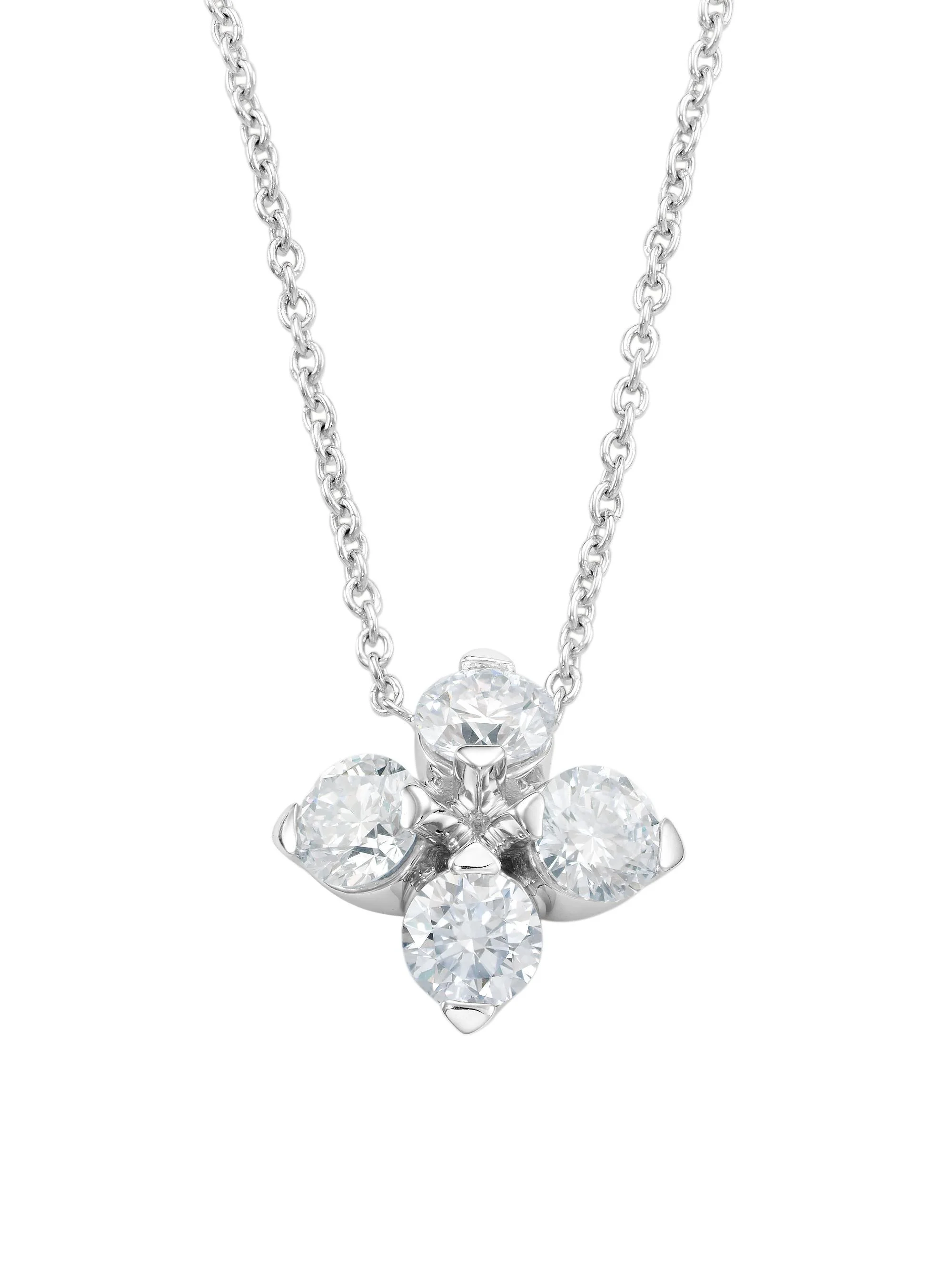 Women's Love In Verona 18K White Gold & Diamond Flower Pendant Necklace - White - 1