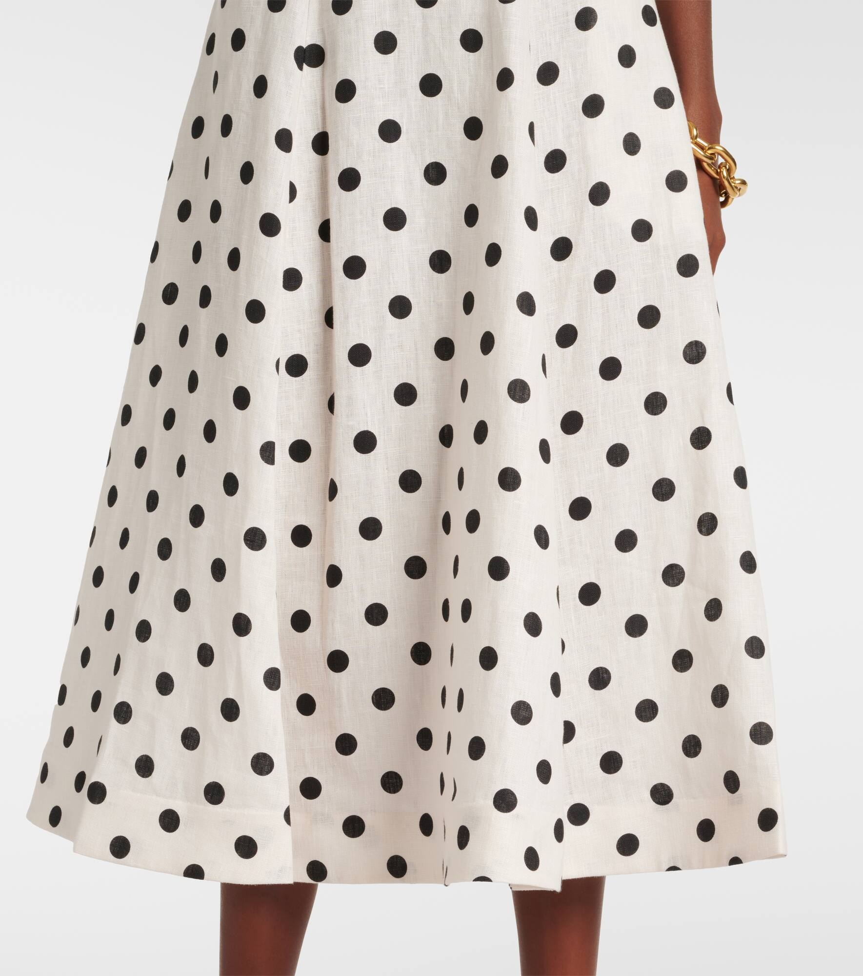 Polka-dot linen midi dress - 6