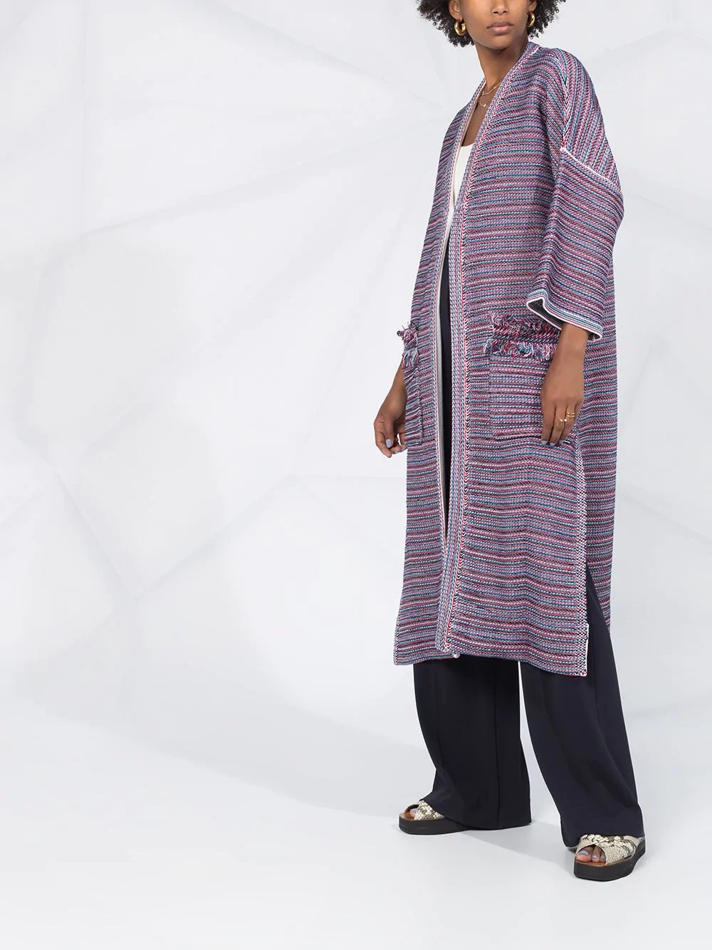 woven long cardigan - 4