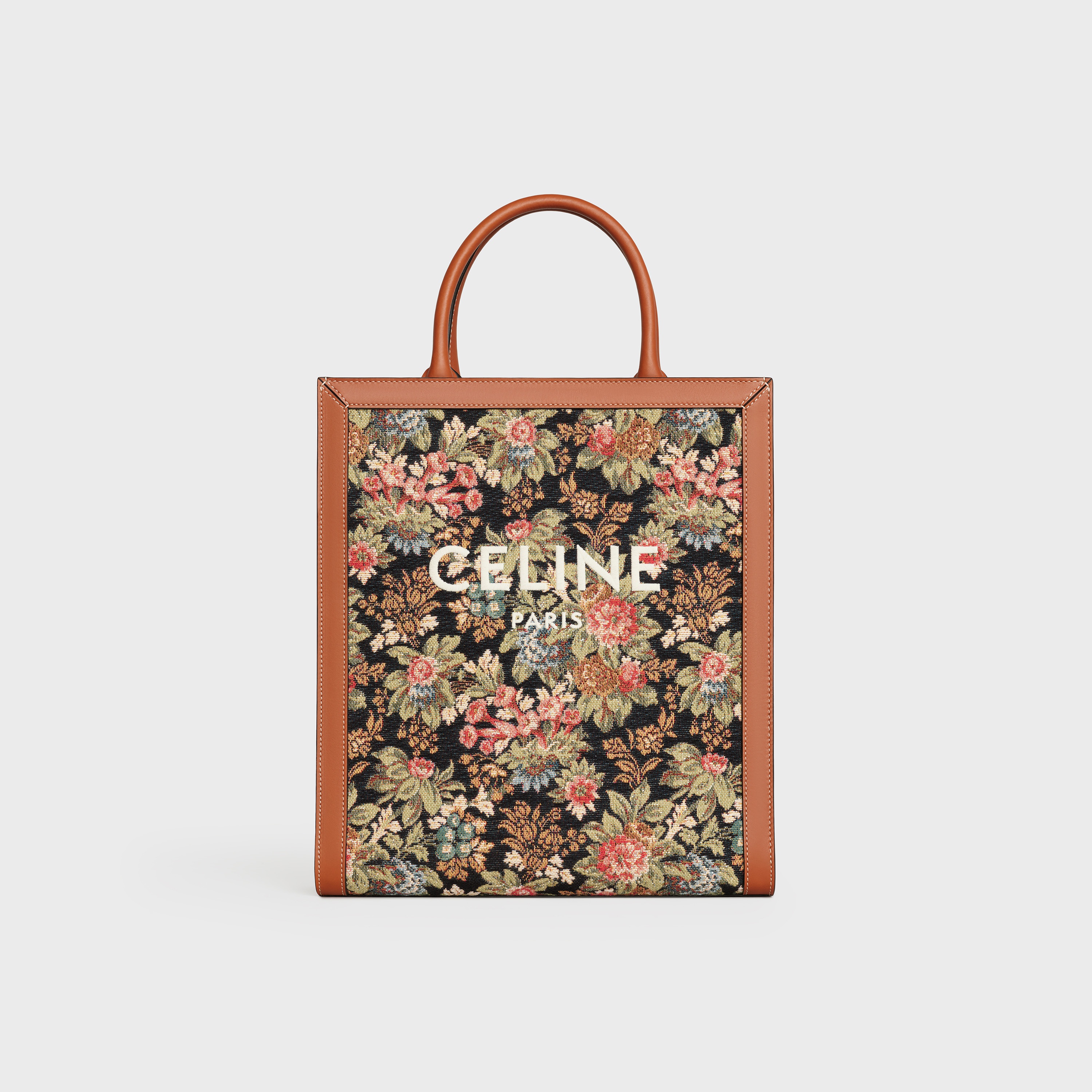 SMALL VERTICAL CABAS CELINE  IN  FLORAL JACQUARD AND CALFSKIN - 1