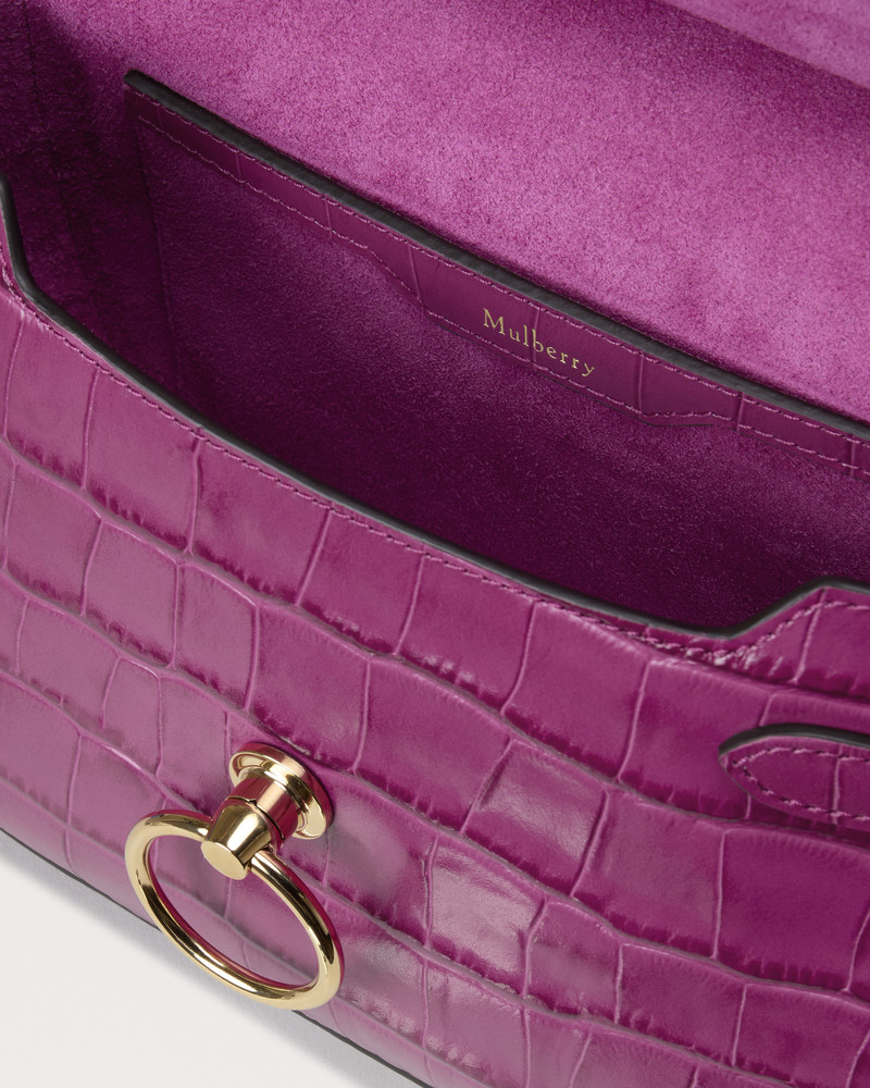 Small Amberley Satchel Top Handle Orchid Bloom Shiny Small Croc 6