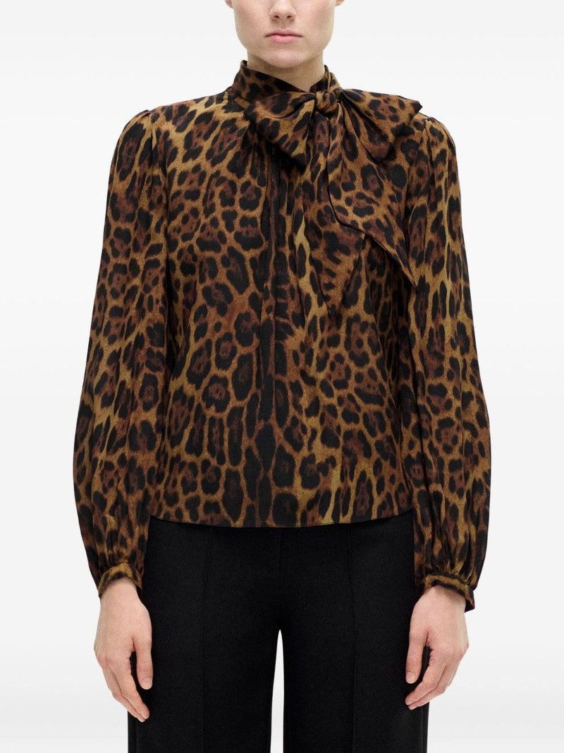 ADAM LIPPES Joan leopard-print pussy-bow blouse outlook