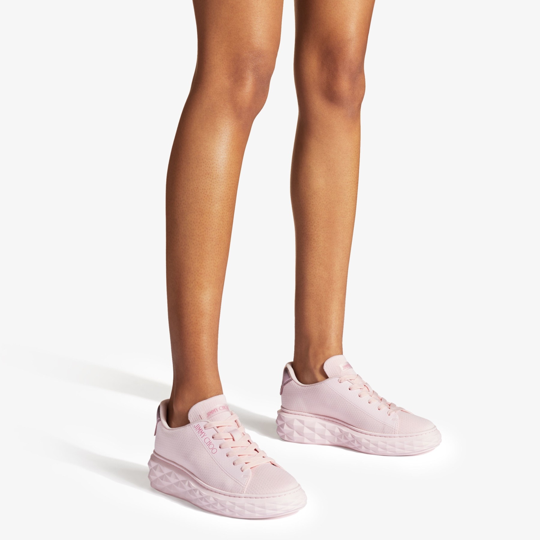 JIMMY CHOO Diamond Light Maxi/f Powder Pink Knit Low-Top