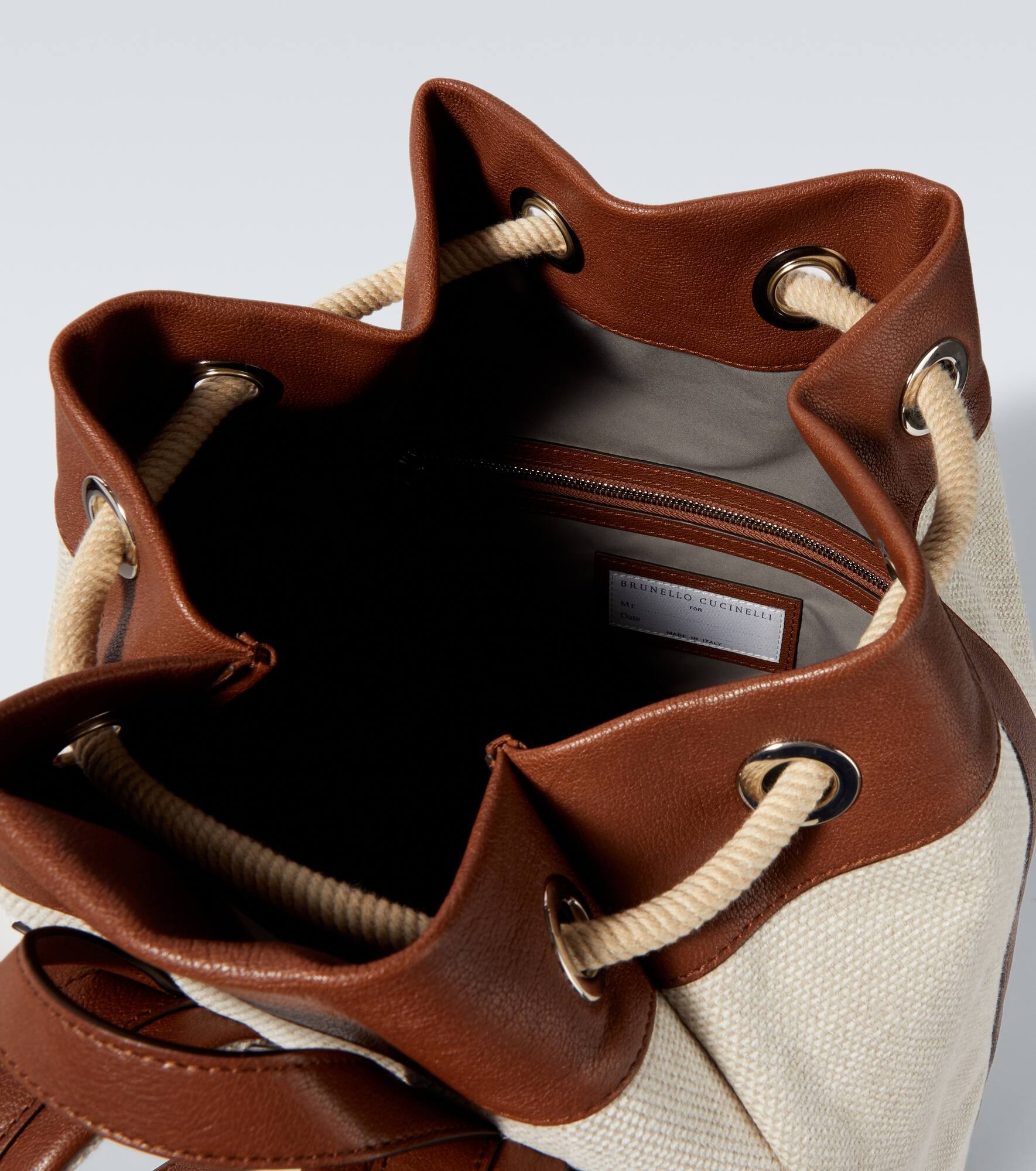 Leather-trimmed canvas backpack - 4