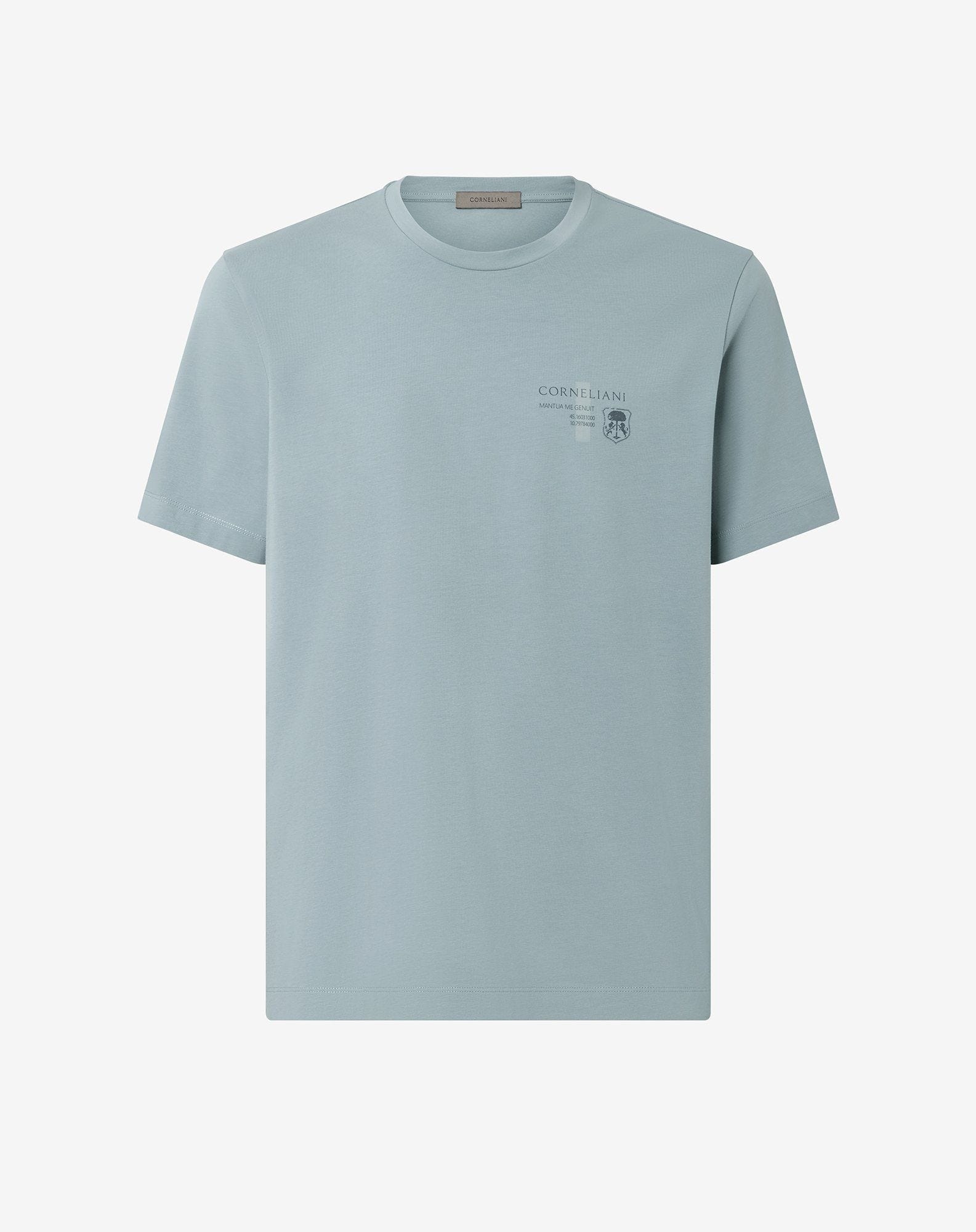 Light blue/pale green stretch jersey crew neck t-shirt - 1
