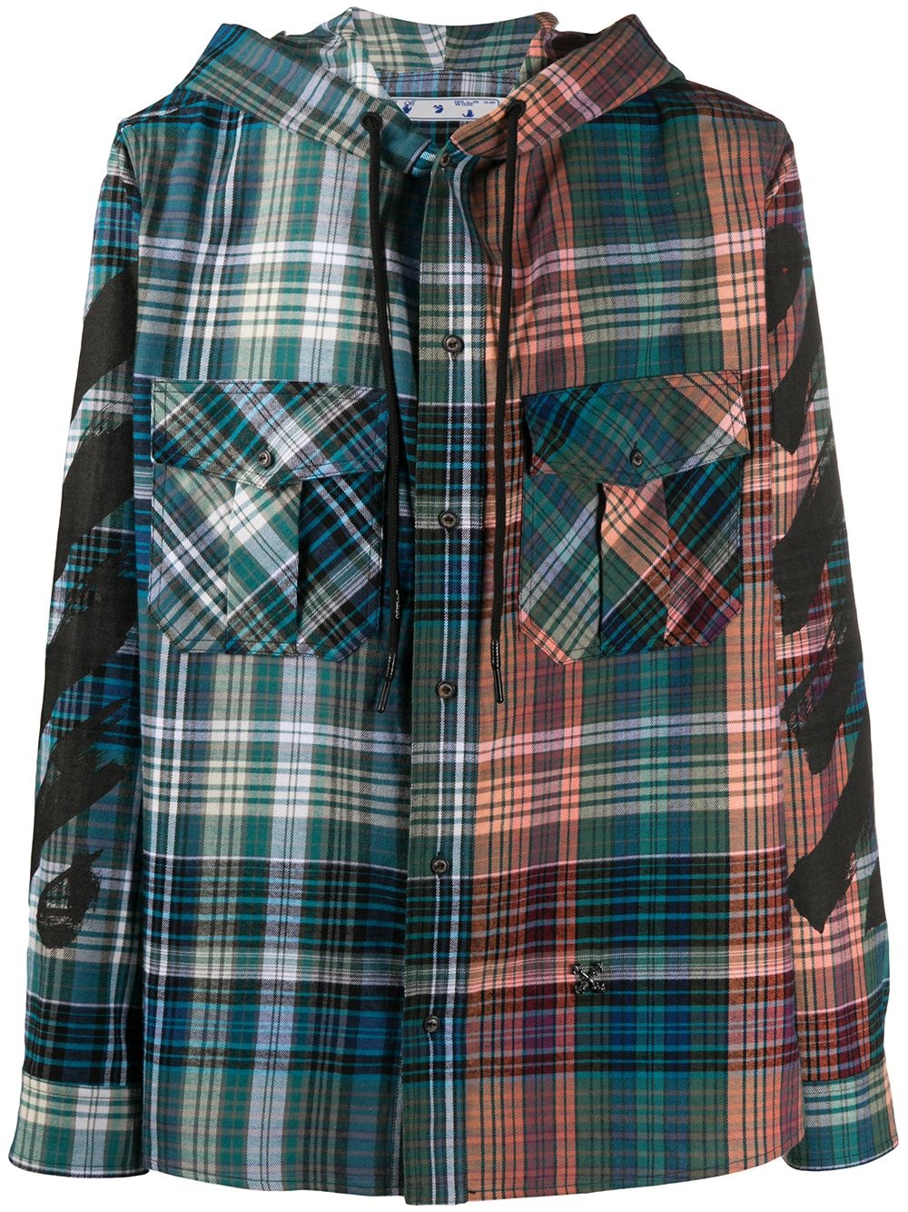 checkered hooded shirt - 1