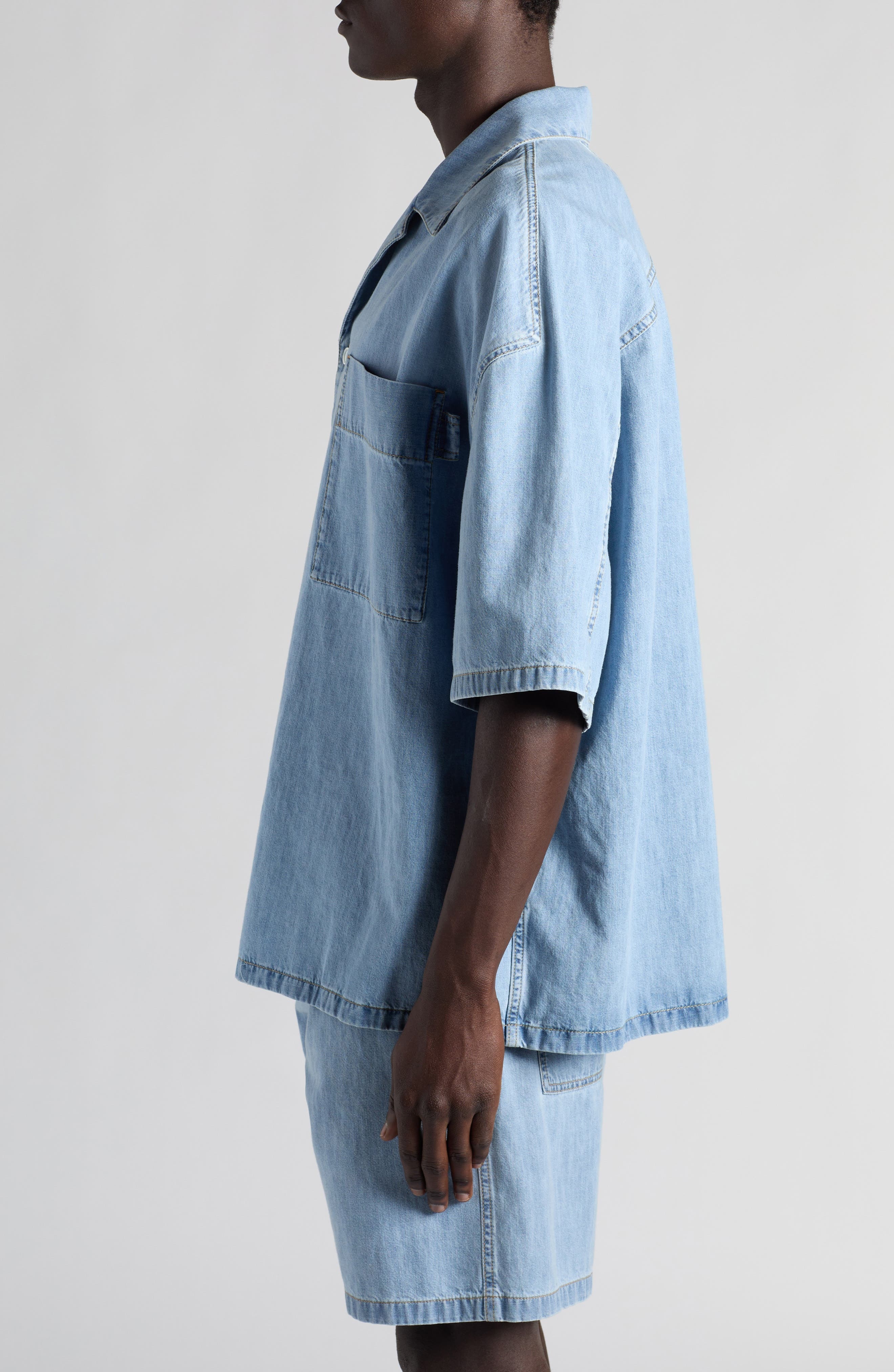 Bleached Denim Camp Shirt - 3