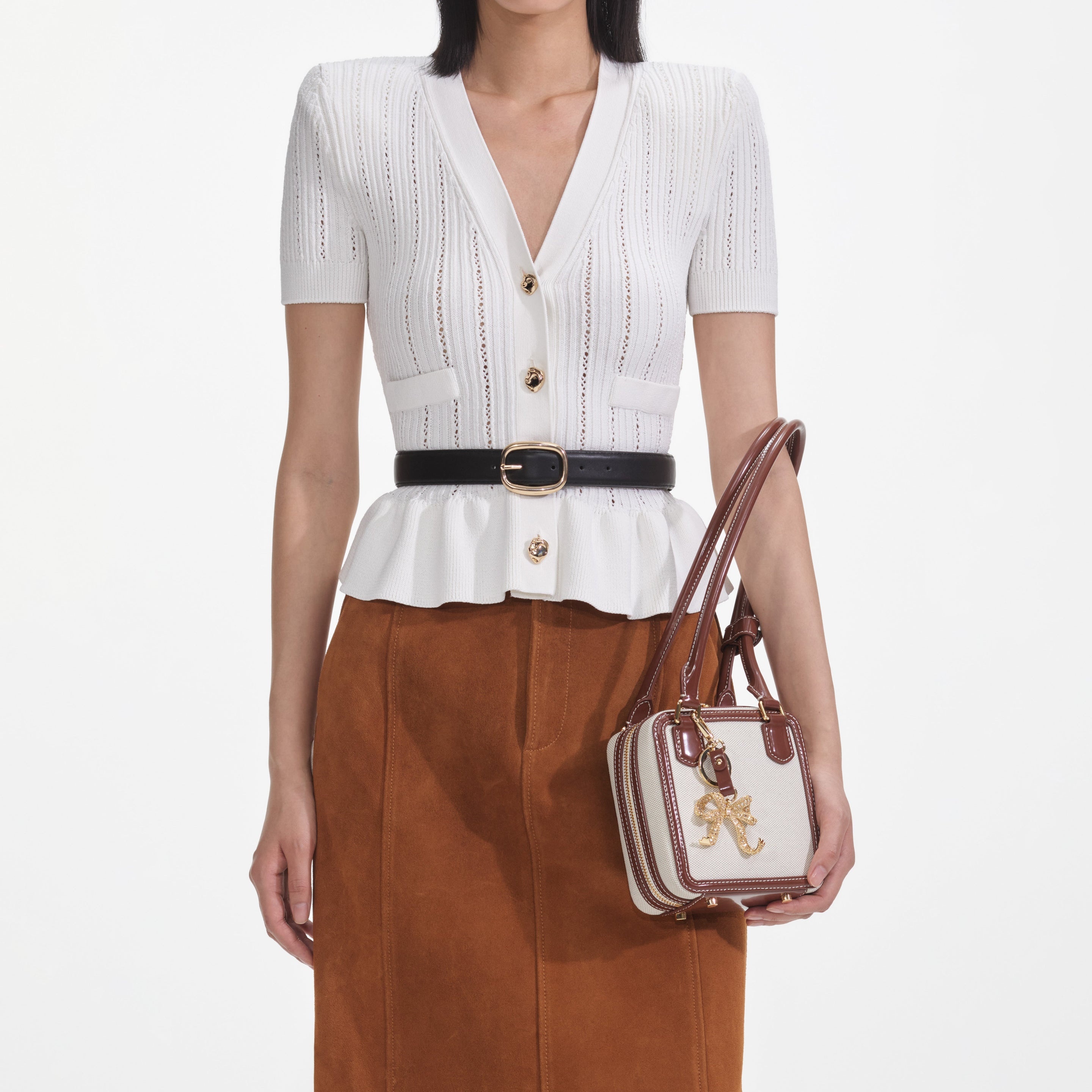 White Peplum Knit Top - 4