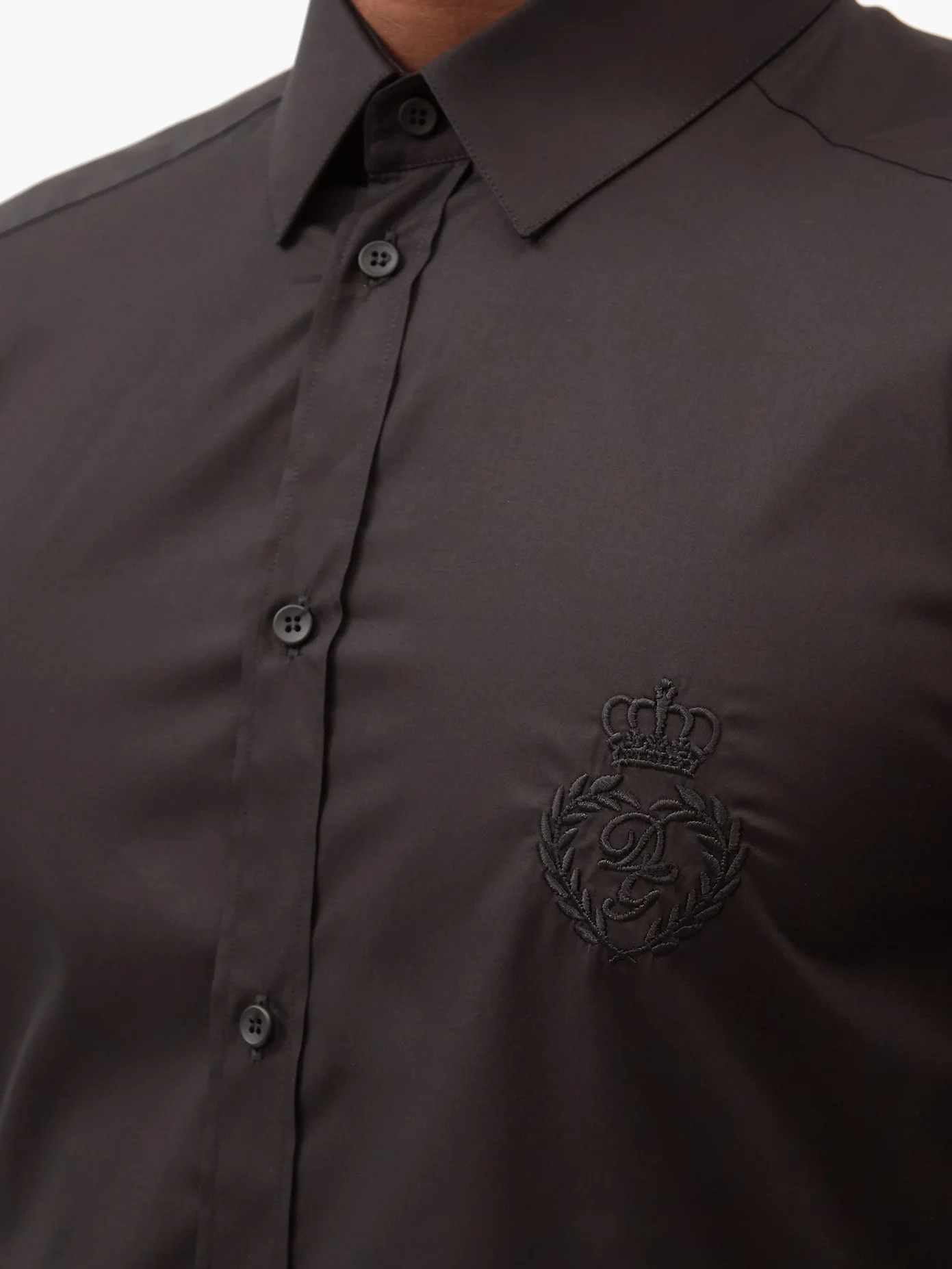 Crown logo-embroidered cotton shirt - 3