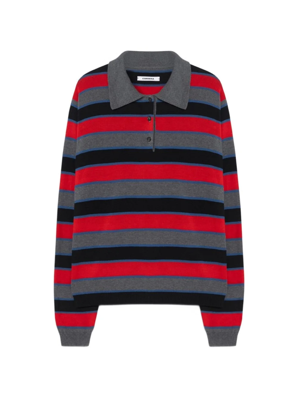 striped long-sleeve polo top - 1