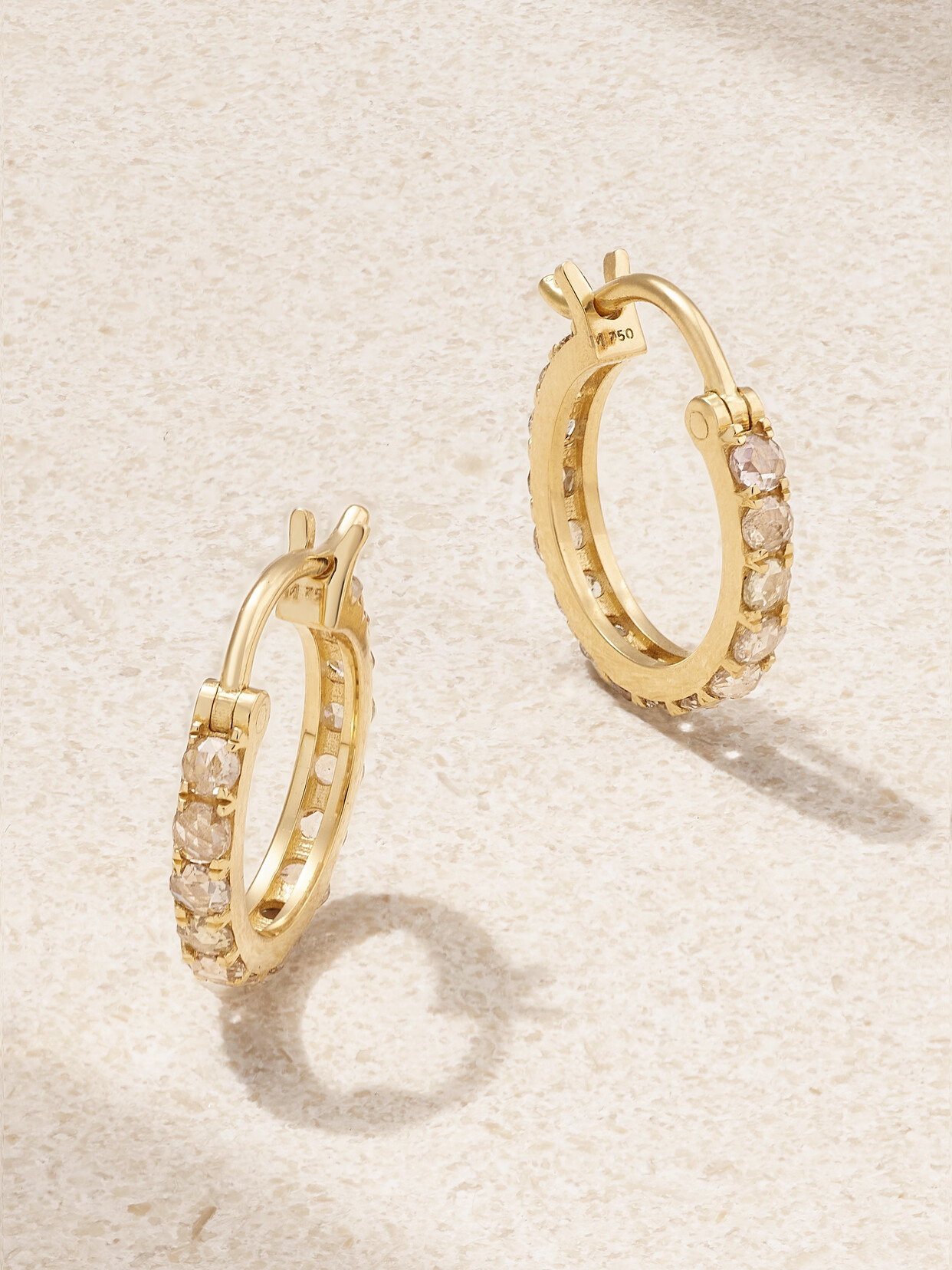18-karat Gold Diamond Hoop Earrings - 1