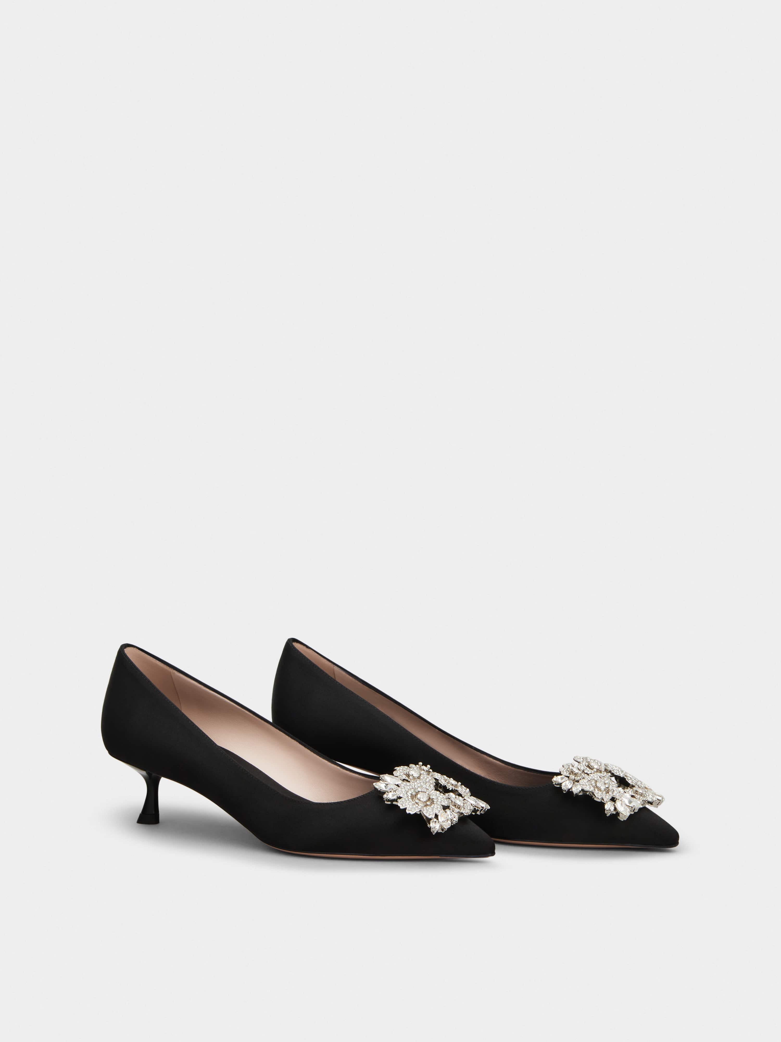 RV Bouquet Strass Buckle Pumps in Satin - 2