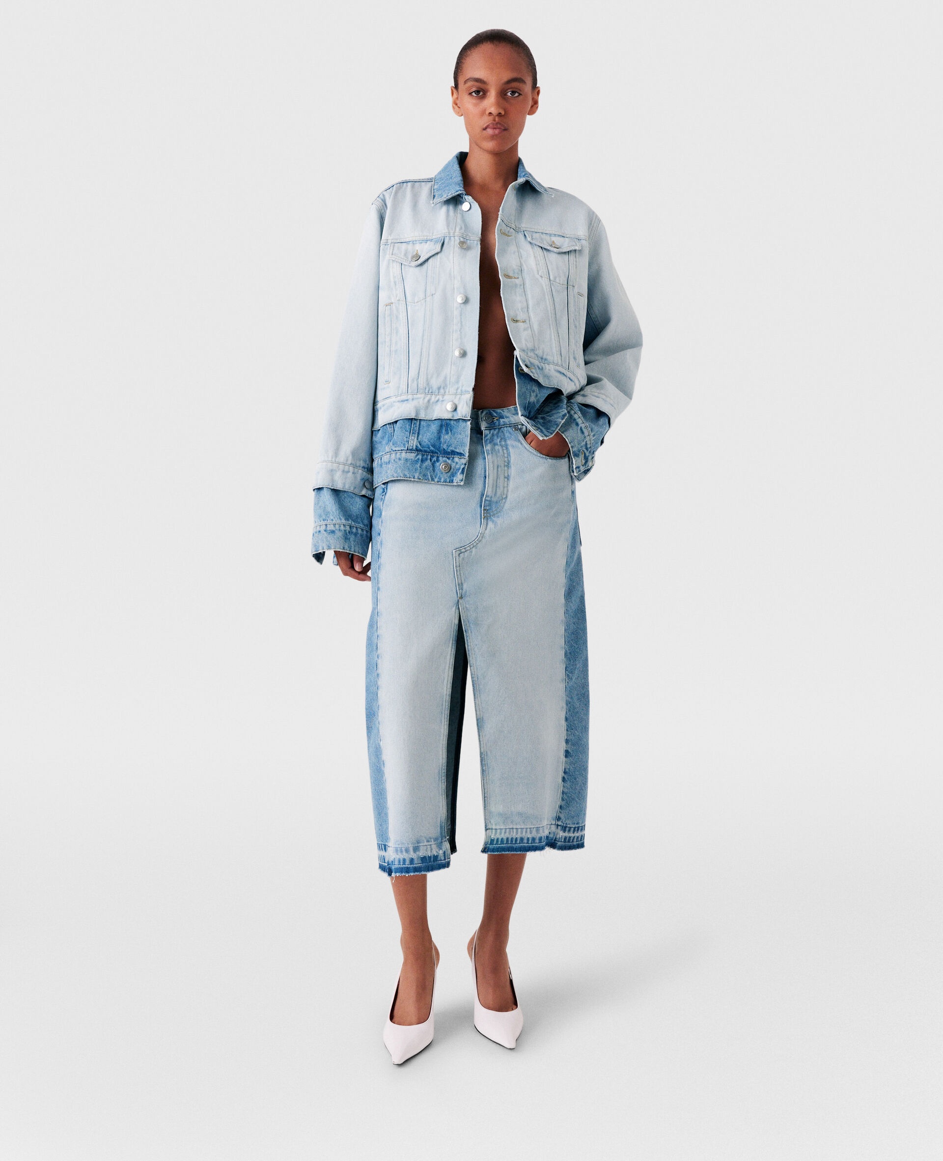Contrast Panel Denim Jacket - 8