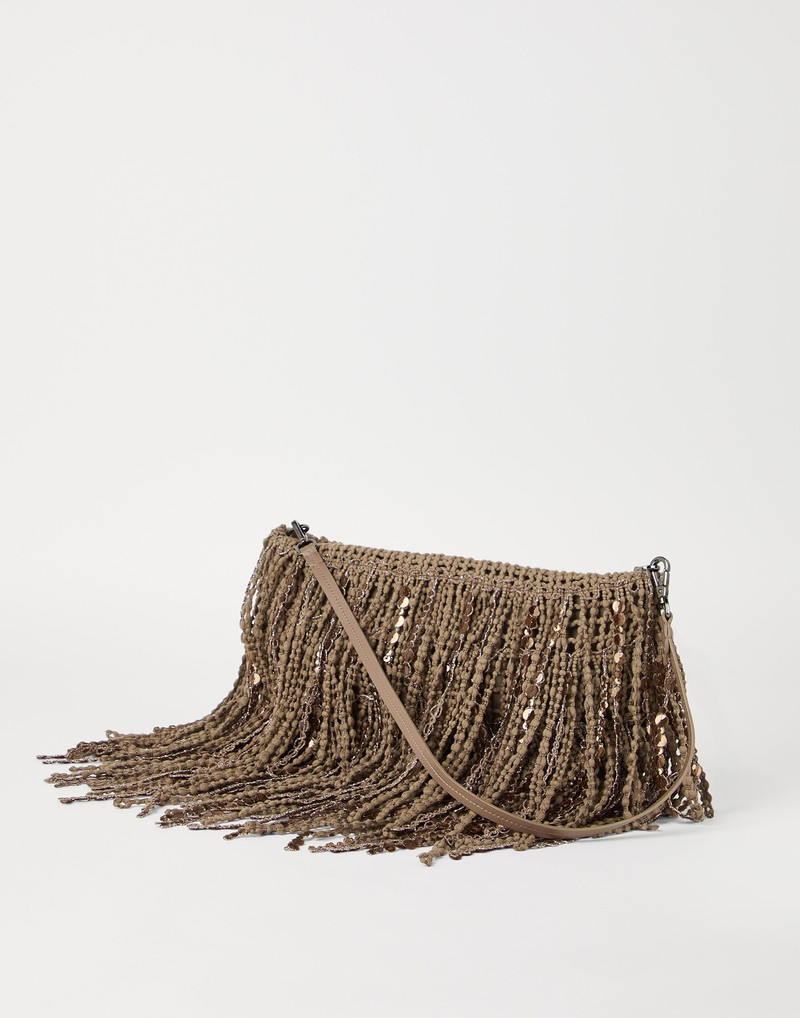 Brunello Cucinelli Dazzling cascades cotton knit clutch bag outlook