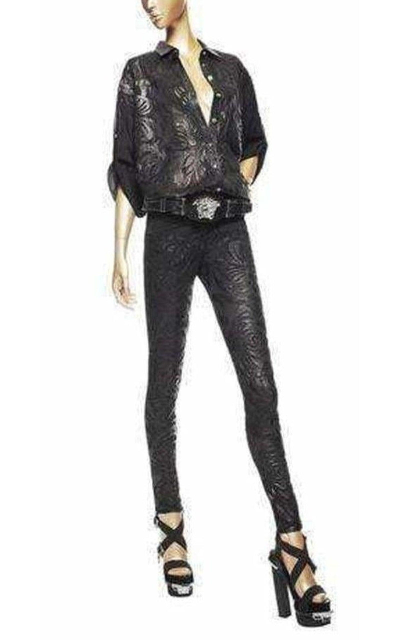 Silk Cut Out Leather Applique Shirt - 2