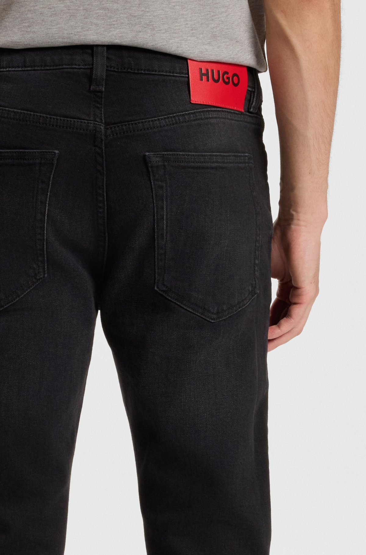EXTRA-SLIM-FIT BLACK JEANS IN STRETCH DENIM - 5