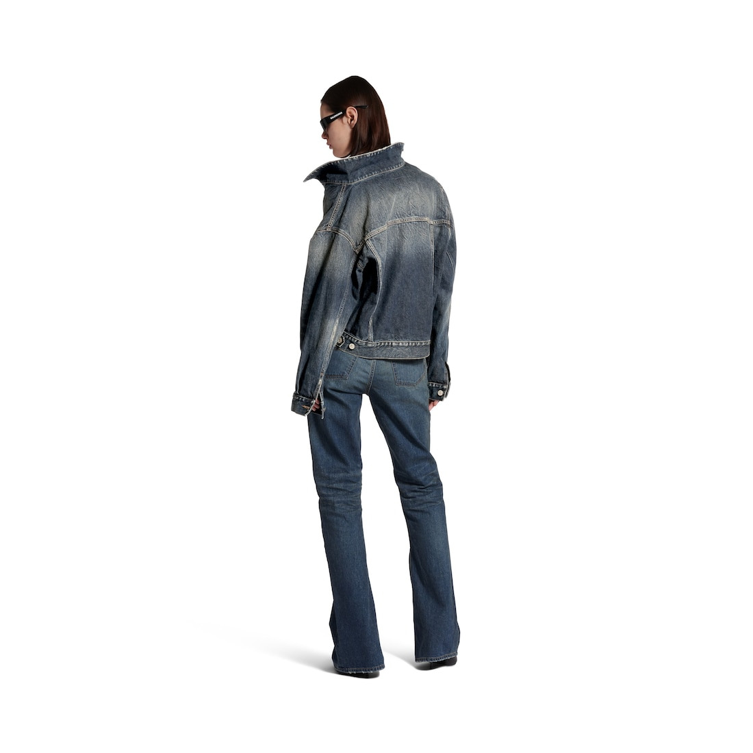 Women's Off-shoulder Jacket in Dark Blue - 4